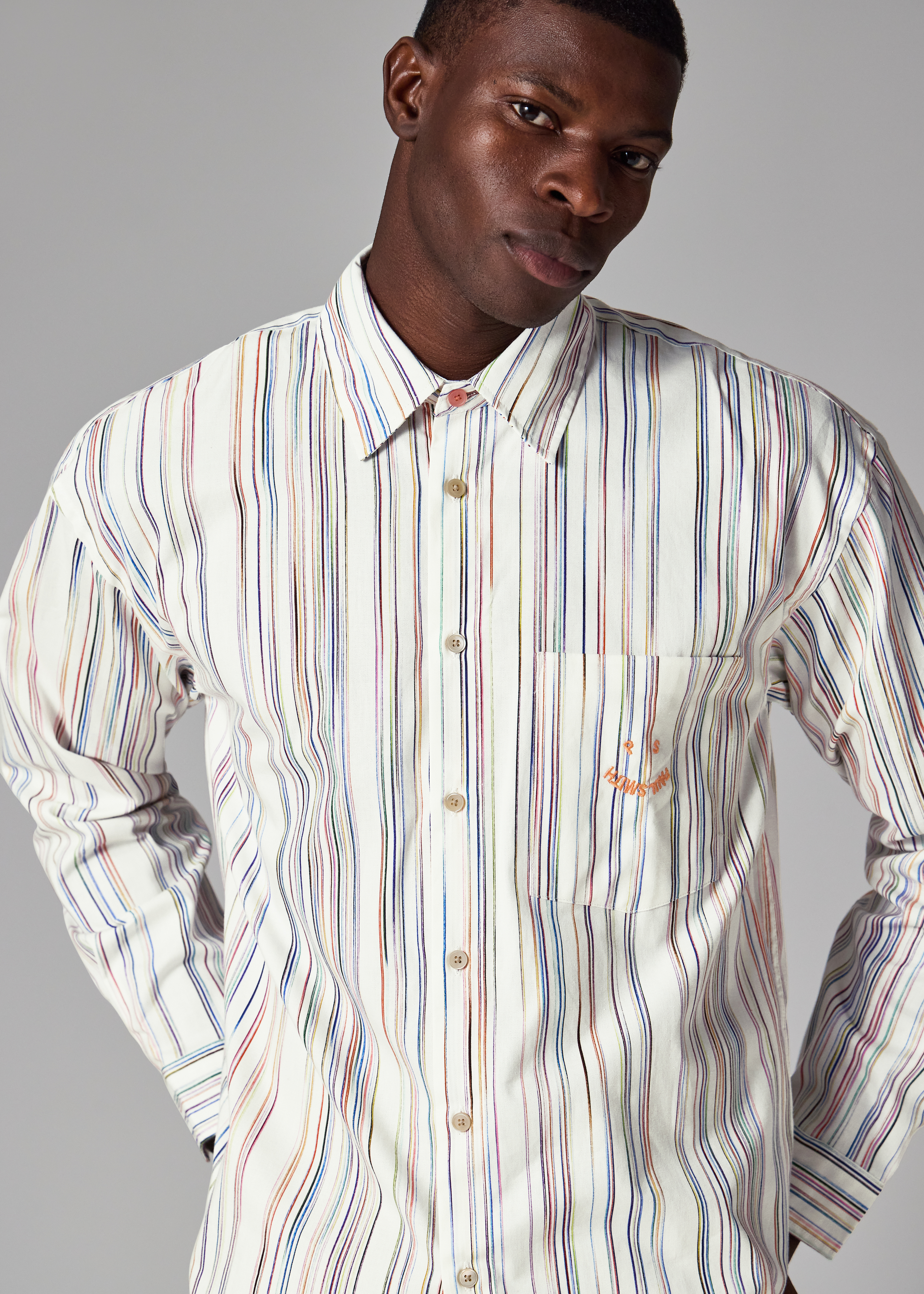 White Organic Cotton 'Happy' Stripe Shirt