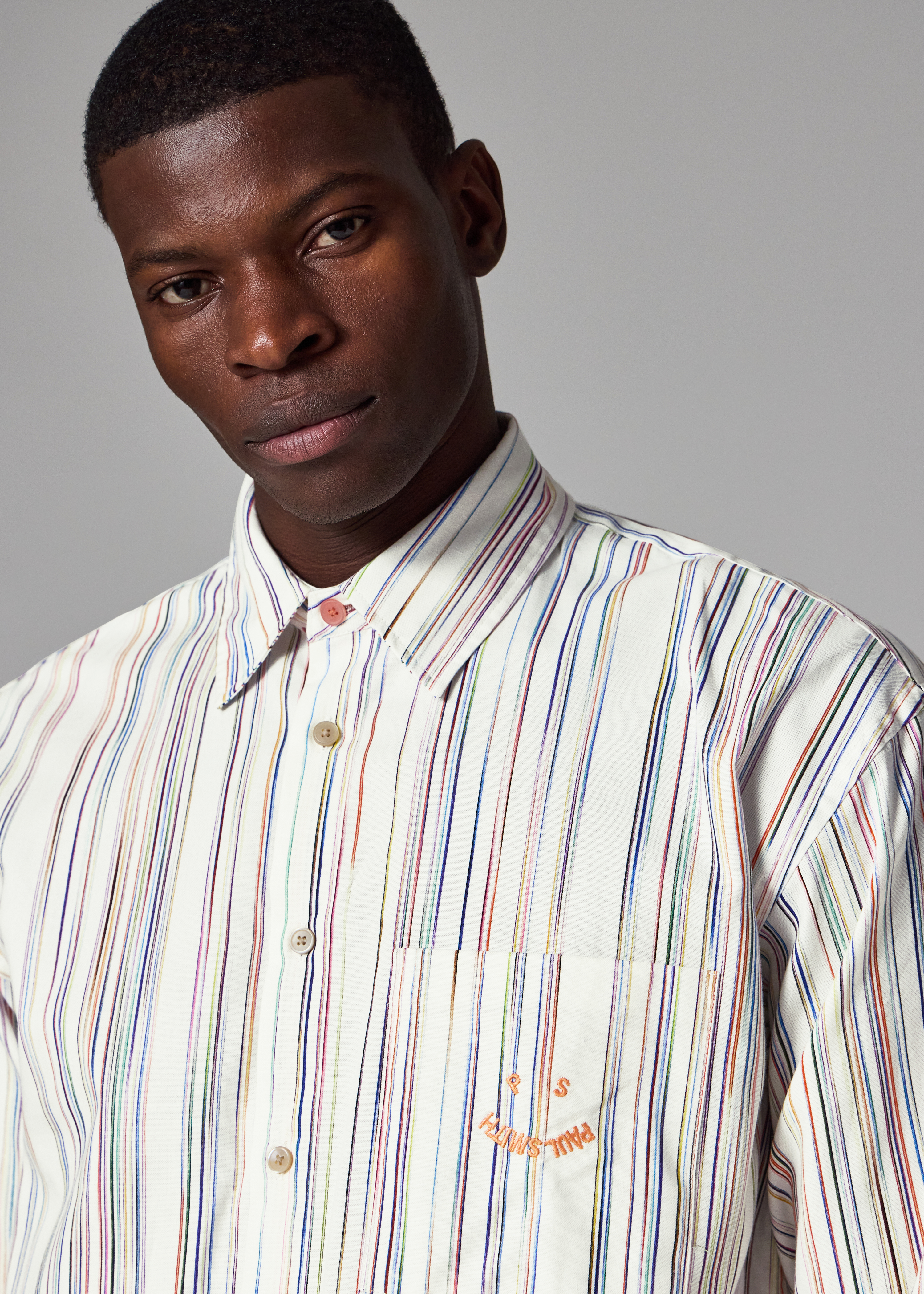 White Organic Cotton 'Happy' Stripe Shirt
