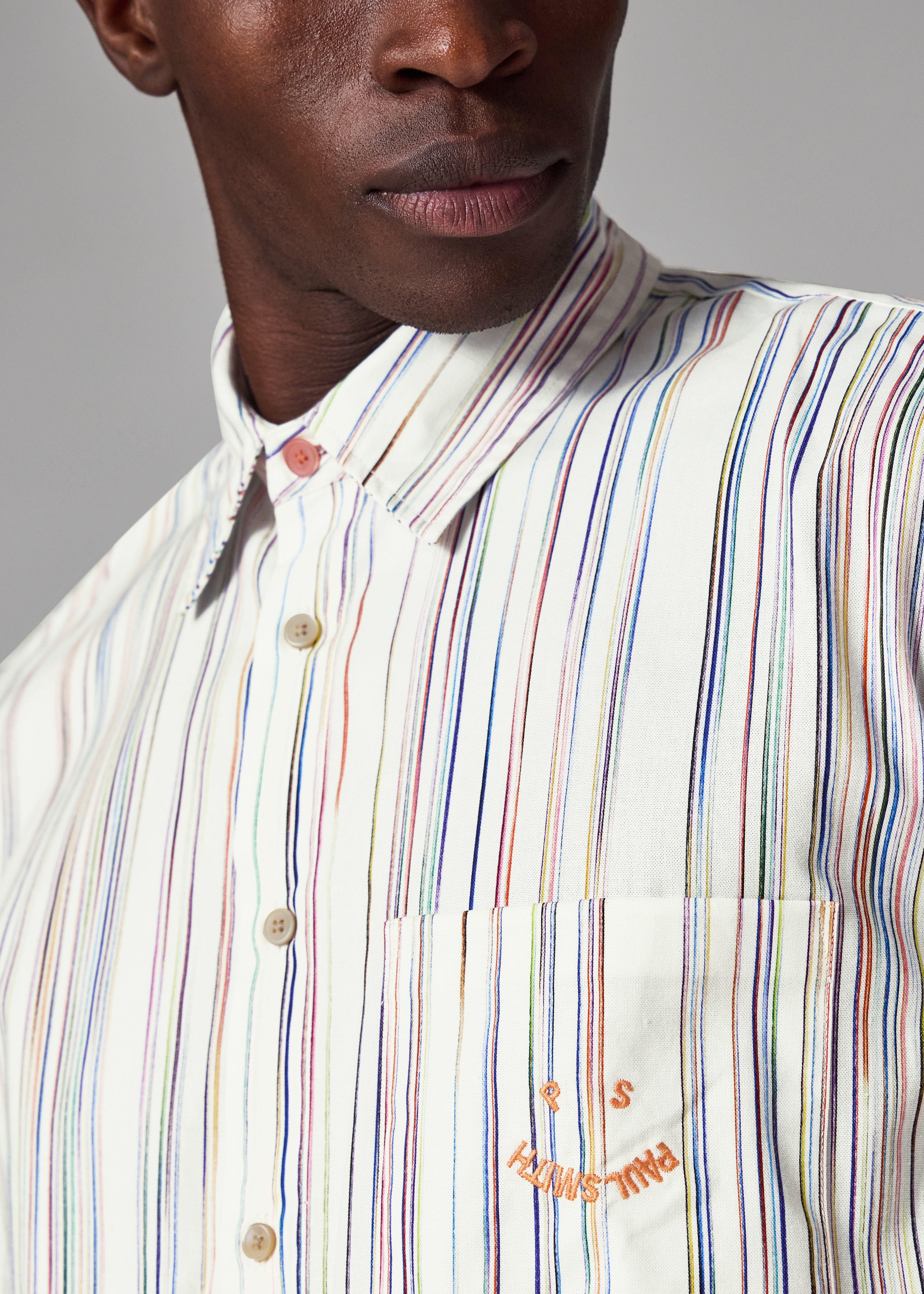 White Organic Cotton 'Happy' Stripe Shirt