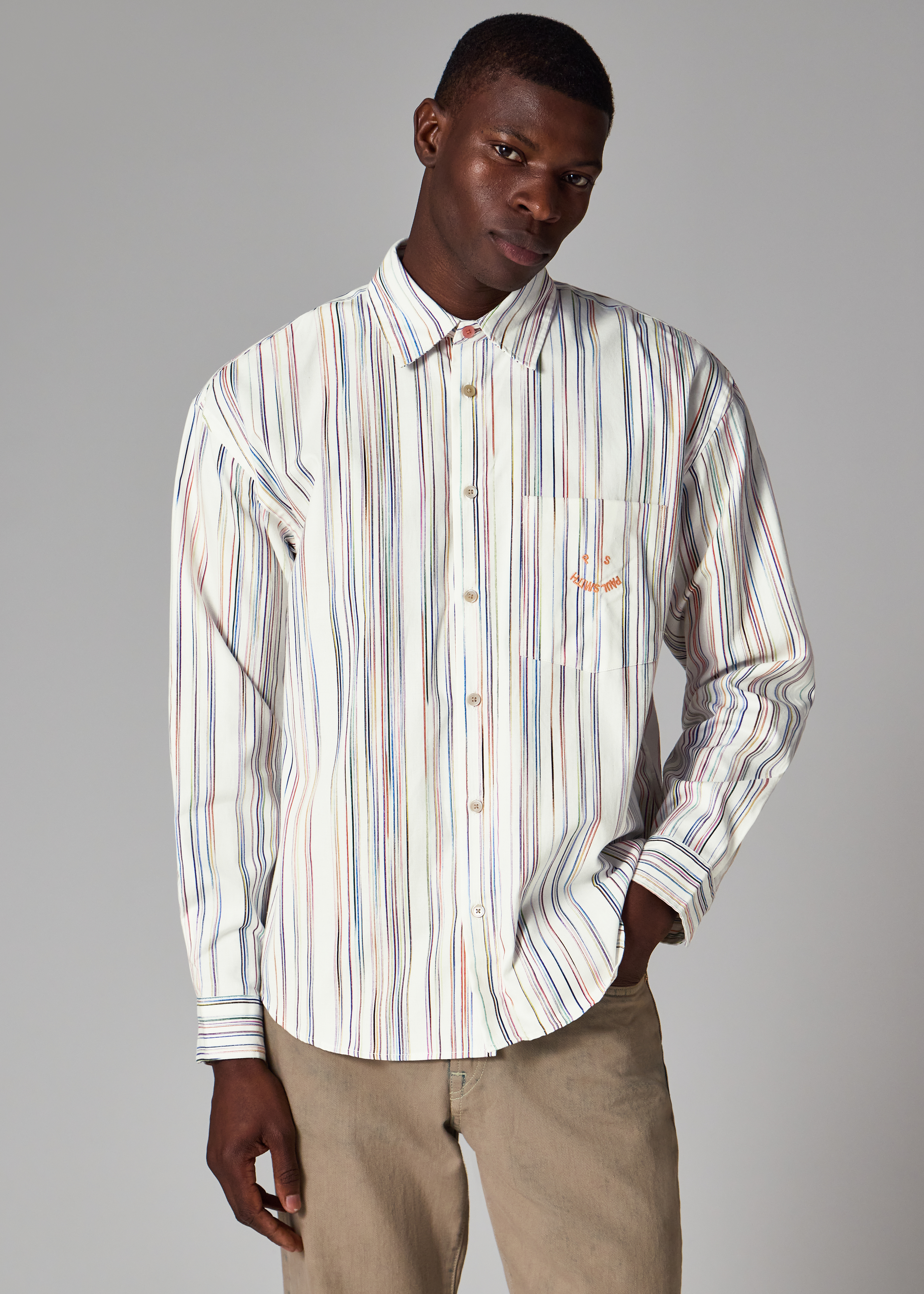 White Organic Cotton 'Happy' Stripe Shirt