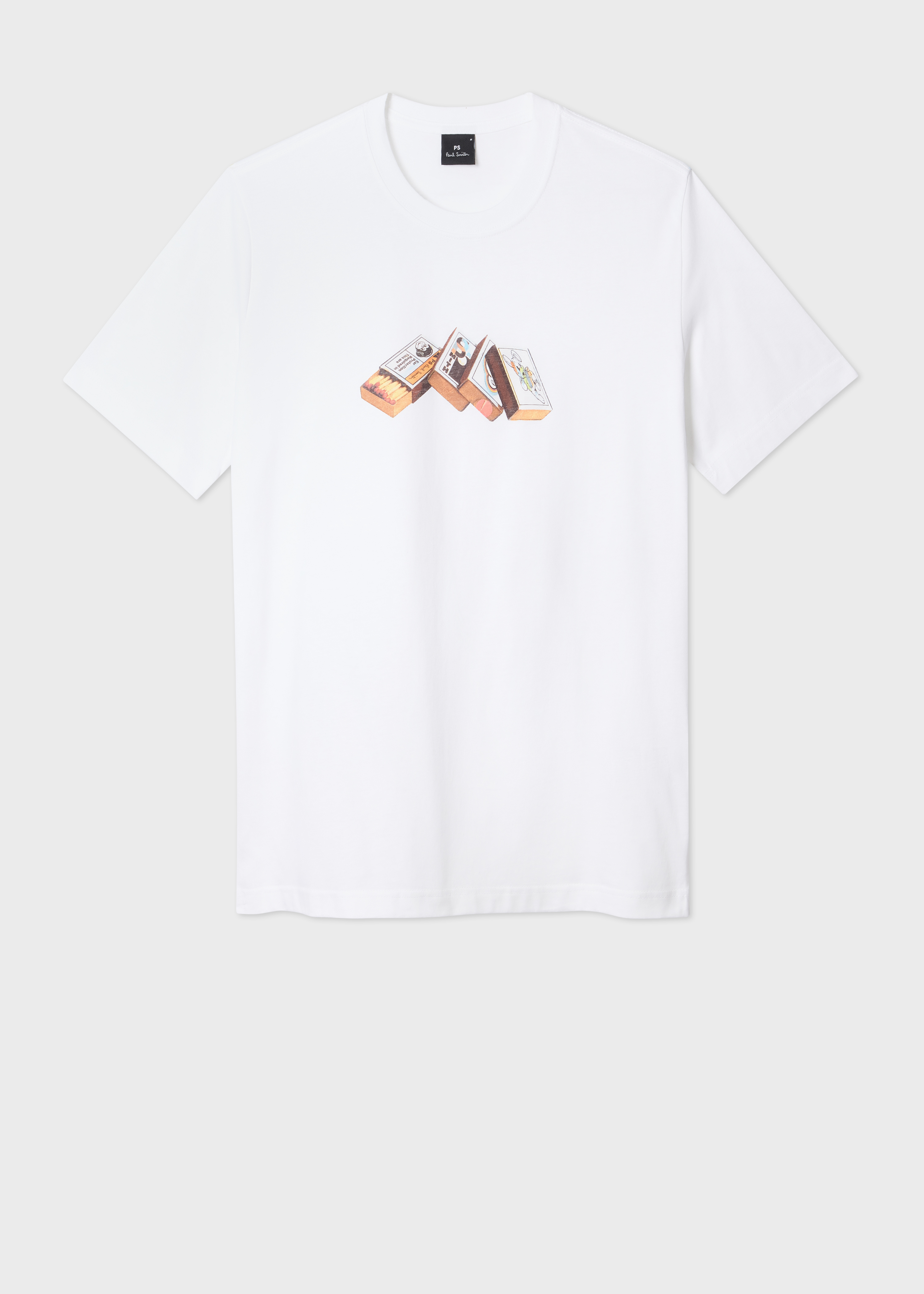 White Cotton 'Matchboxes' Print T-Shirt
