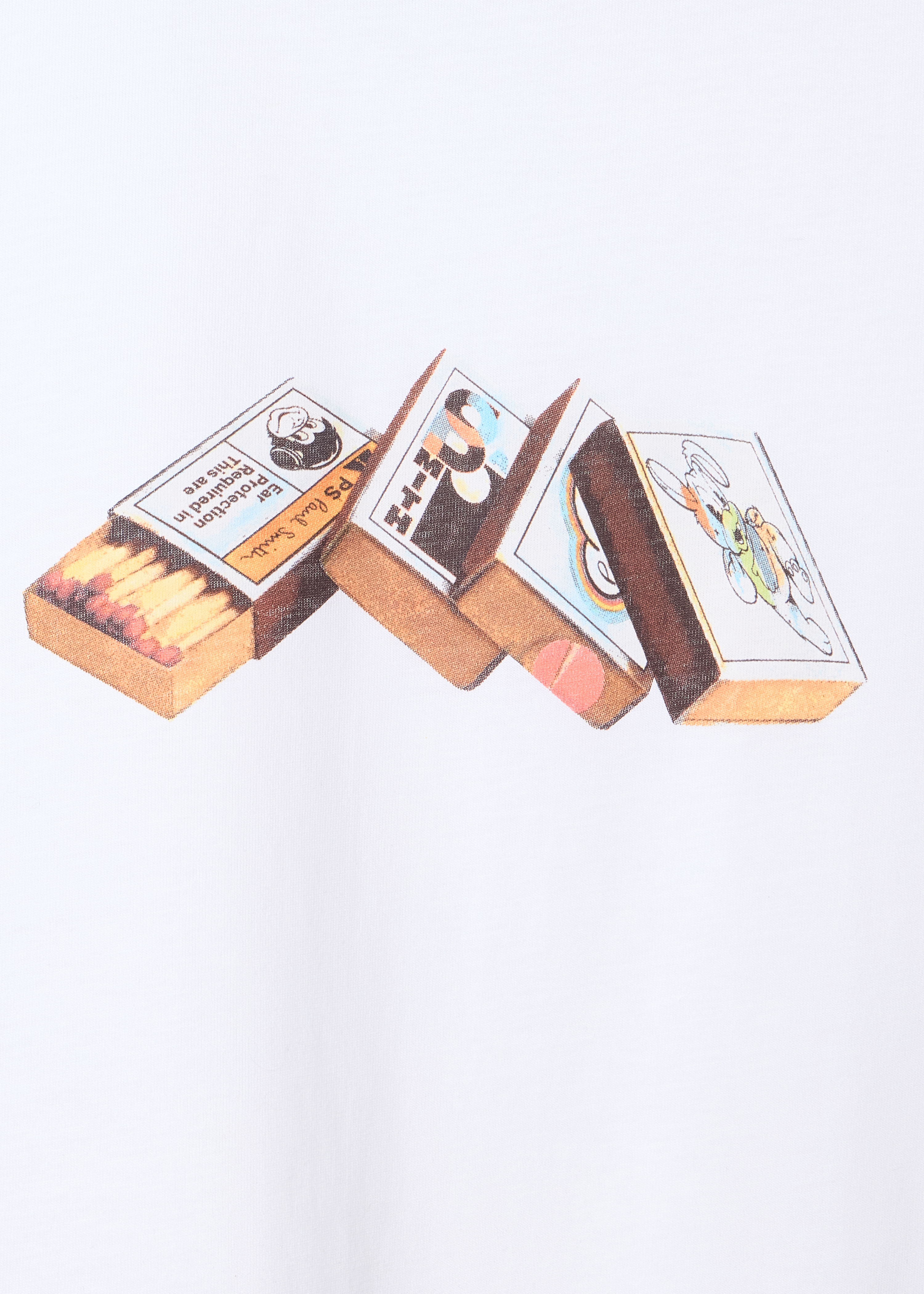 White Cotton 'Matchboxes' Print T-Shirt