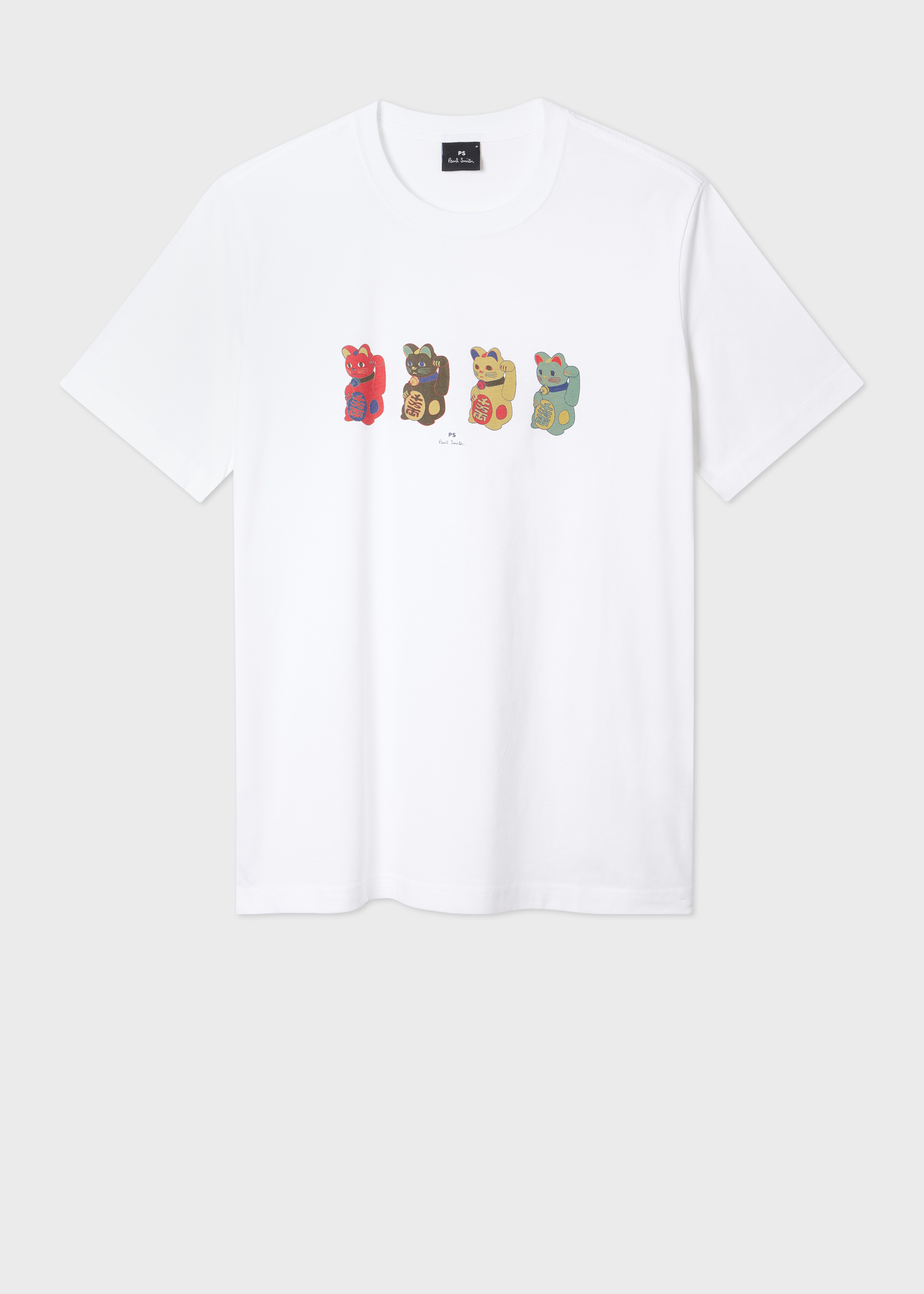 White 'Lucky Cats' Print T-Shirt