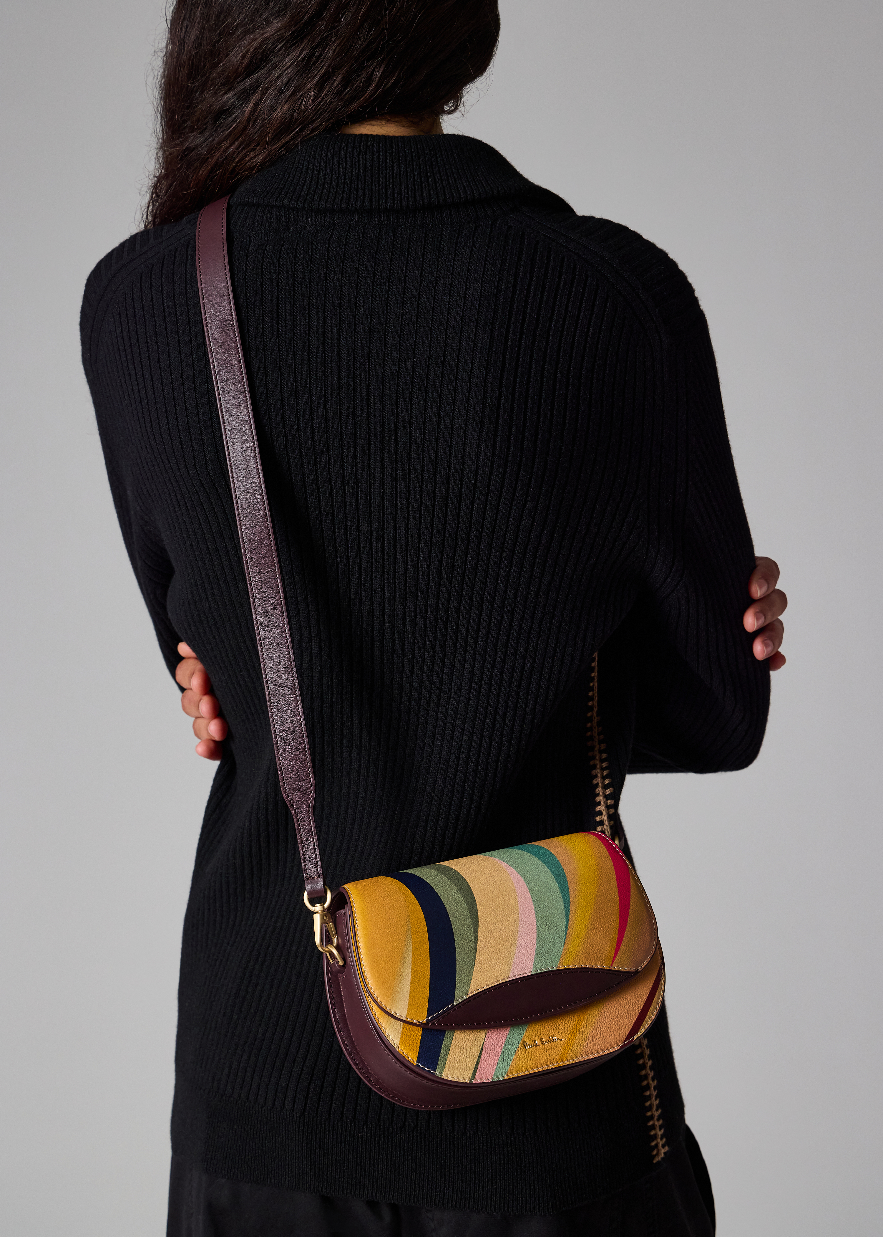 Women's 'Dusky Swirl' Leather Saddle Bag