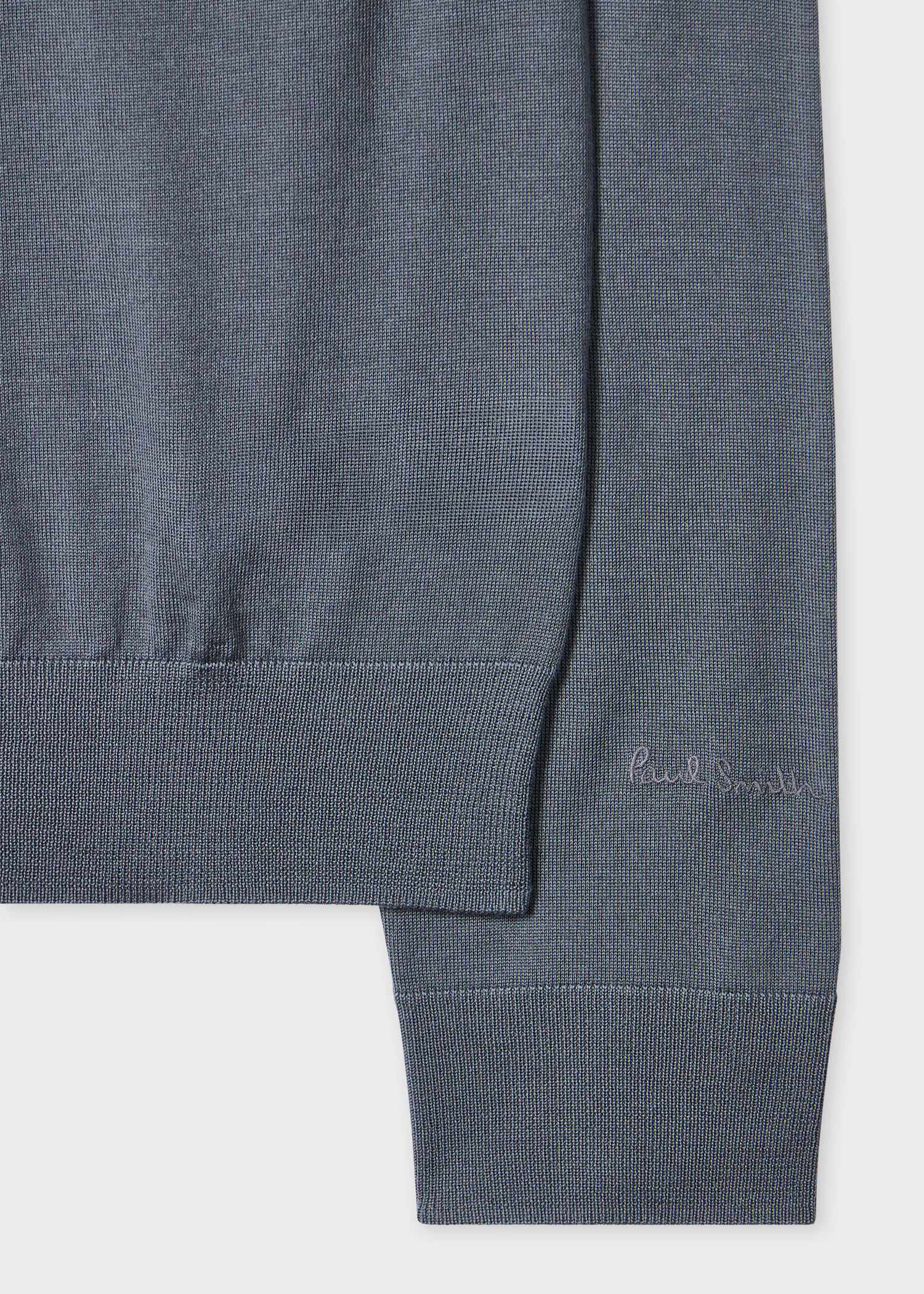 Steel Blue Merino Wool Quarter Zip Sweater
