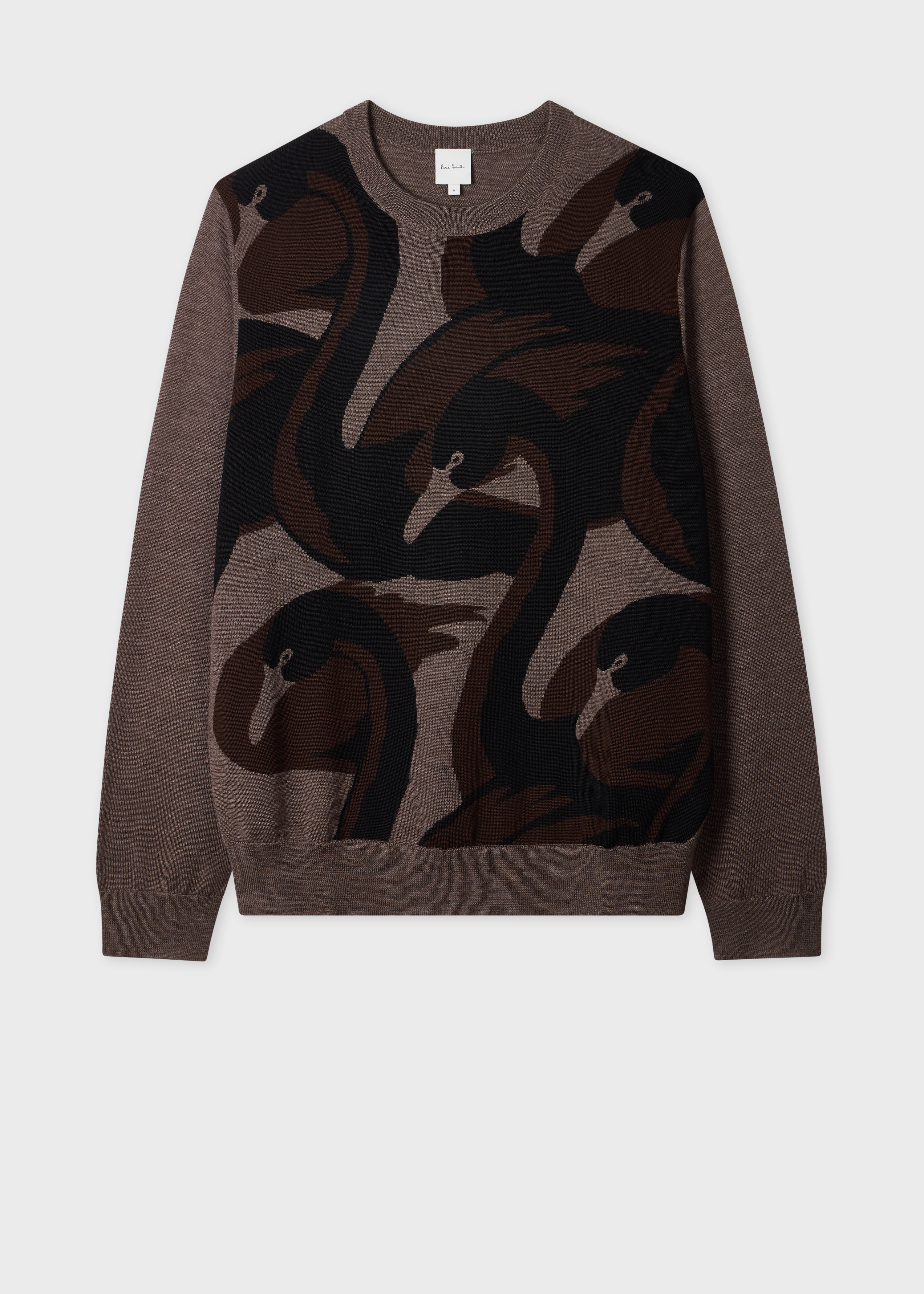 Grey and Brown Merino-Silk 'Swan' Sweater