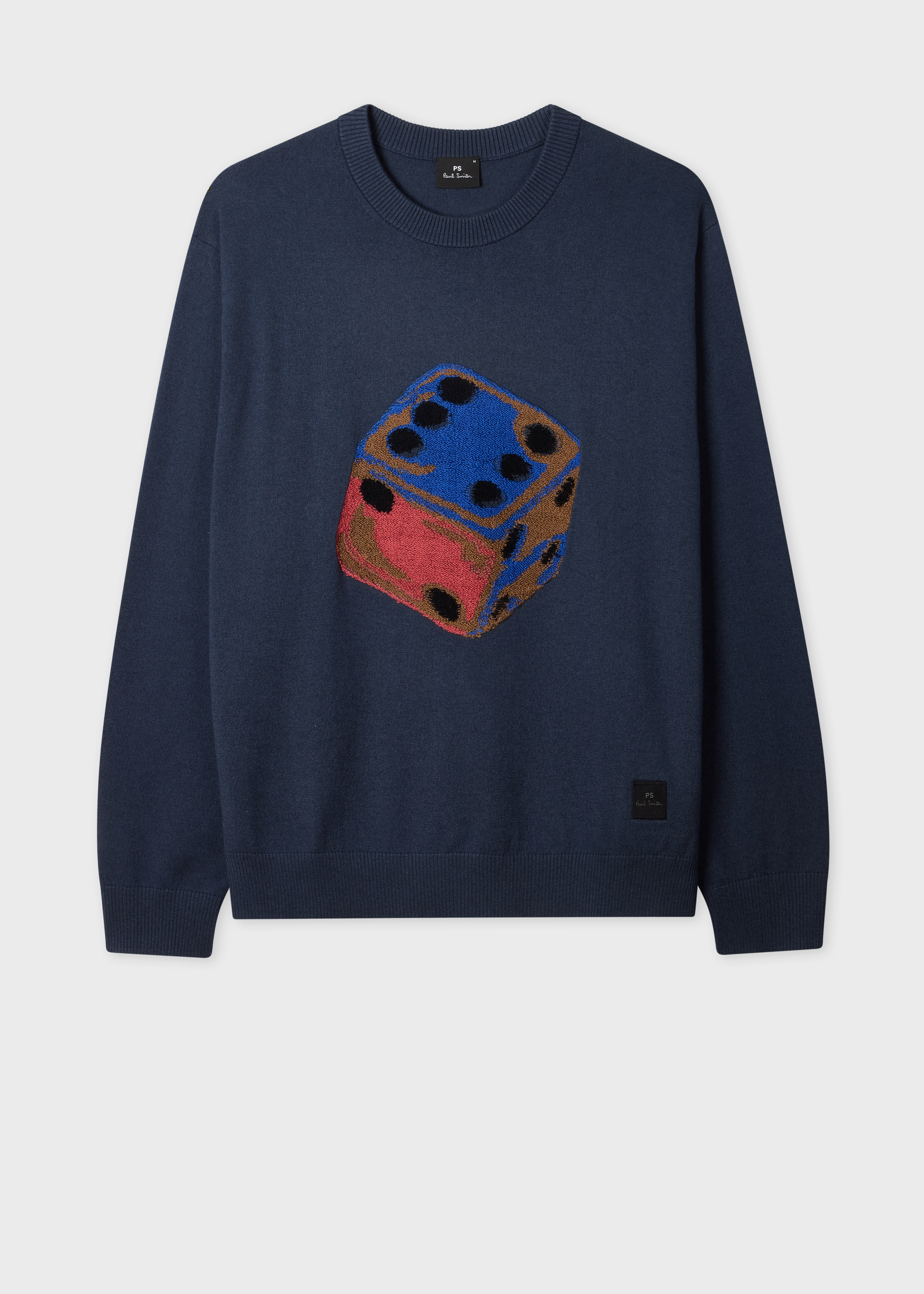 Navy 'Dice' Merino Wool-Blend Knitted Sweater