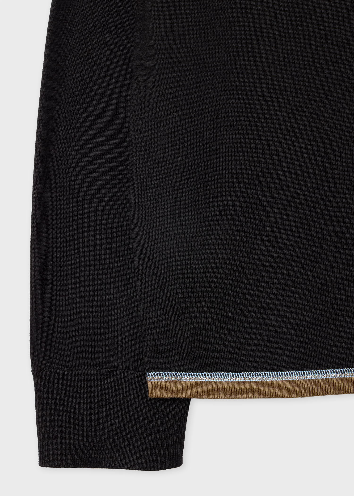 Black Zip Washable Merino-Wool Polo Shirt