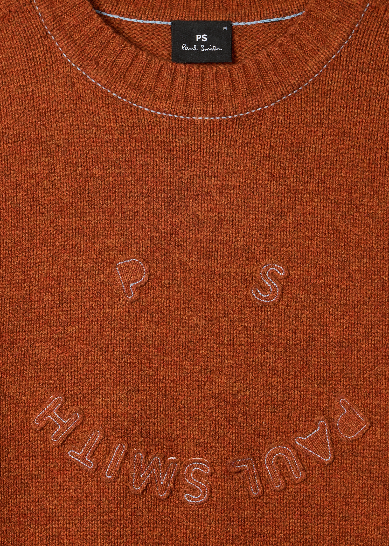 Burnt Orange 'Happy' Merino Wool Sweater