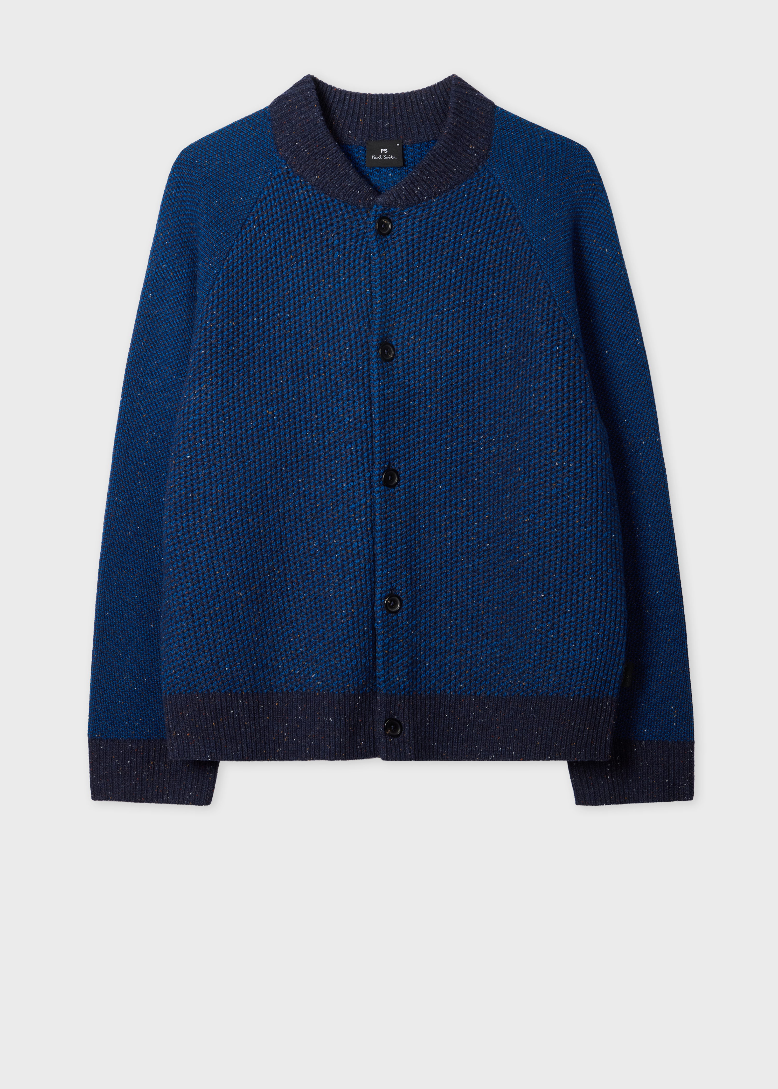 Navy Tonal-Stitch Bomber Cardigan