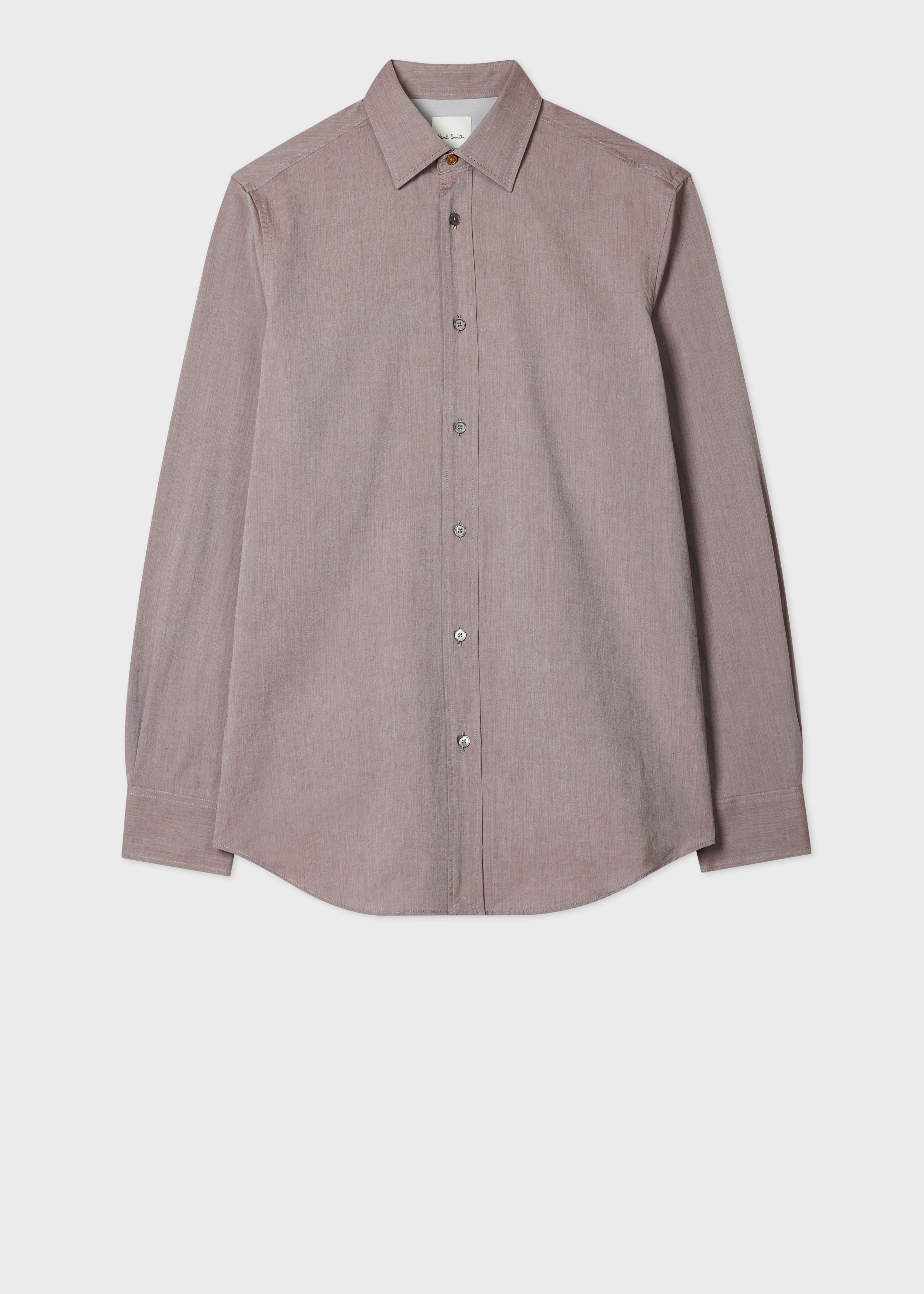 Tailored-Fit Light Brown Chambray Shirt