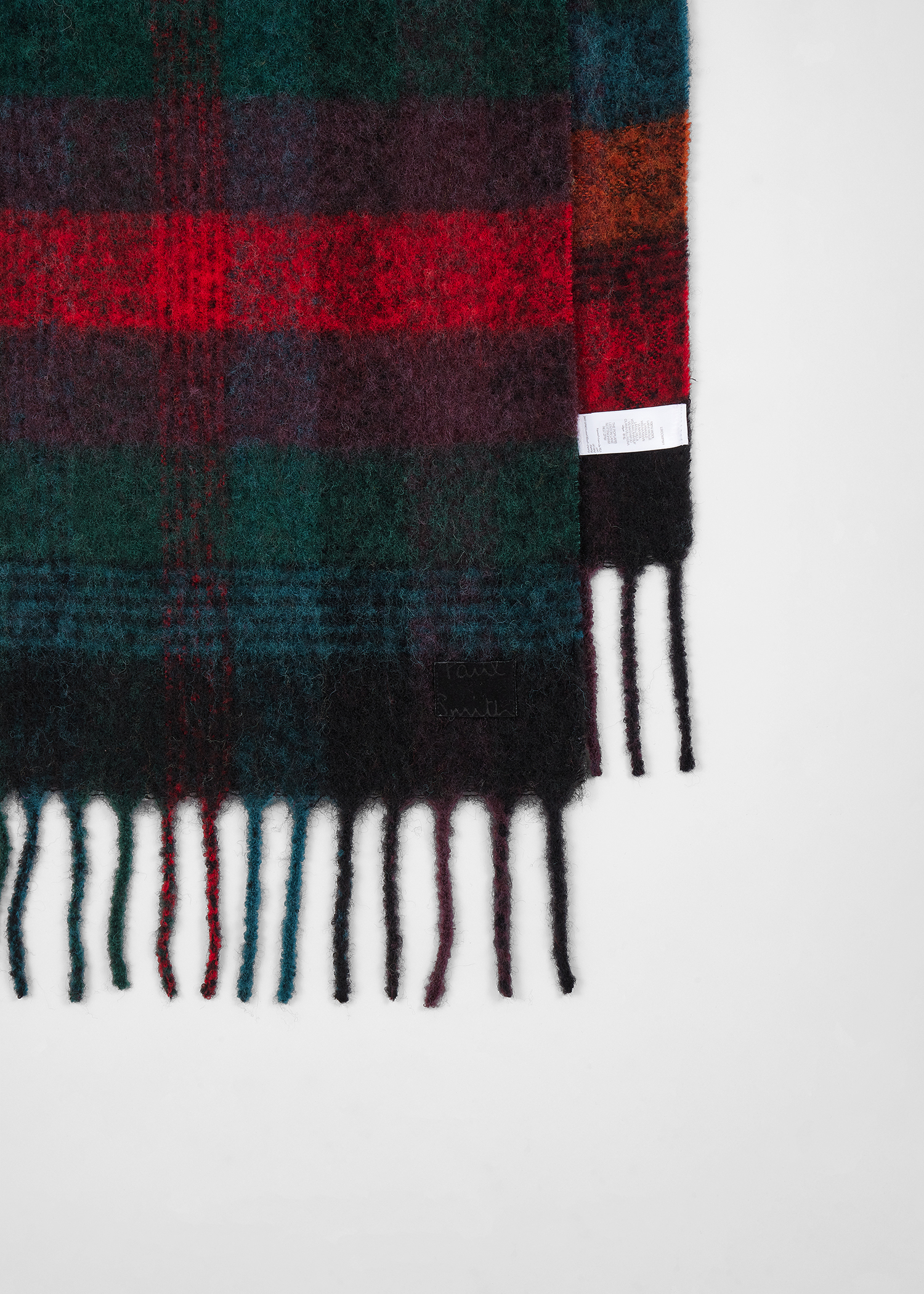 Red Merino Wool Check Scarf