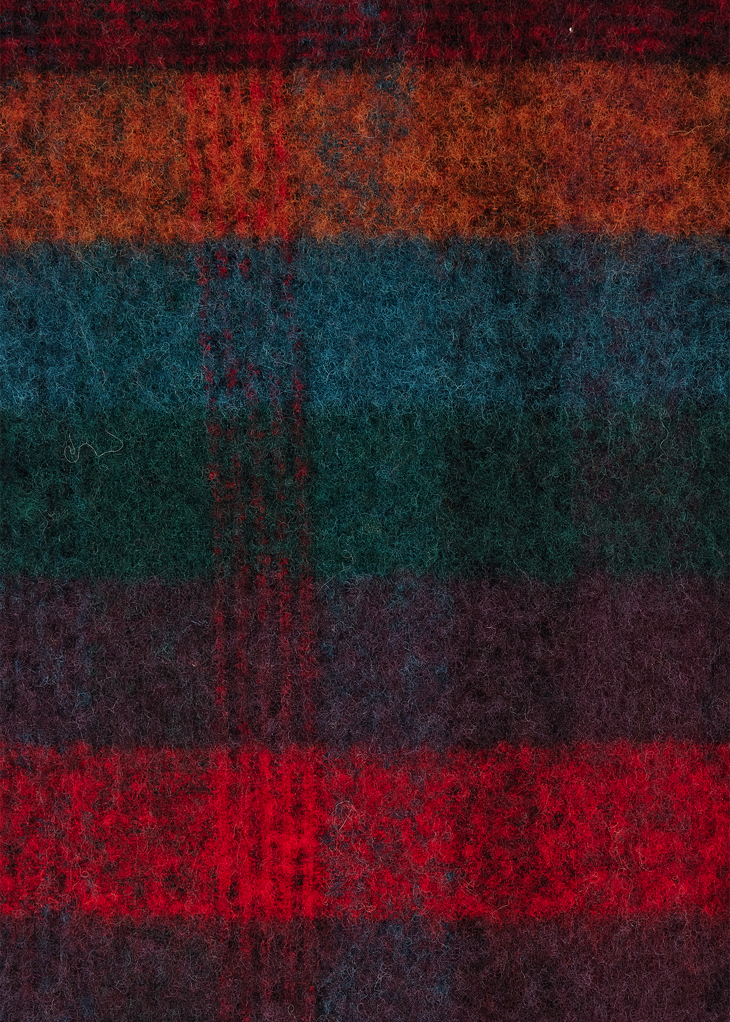 Red Merino Wool Check Scarf