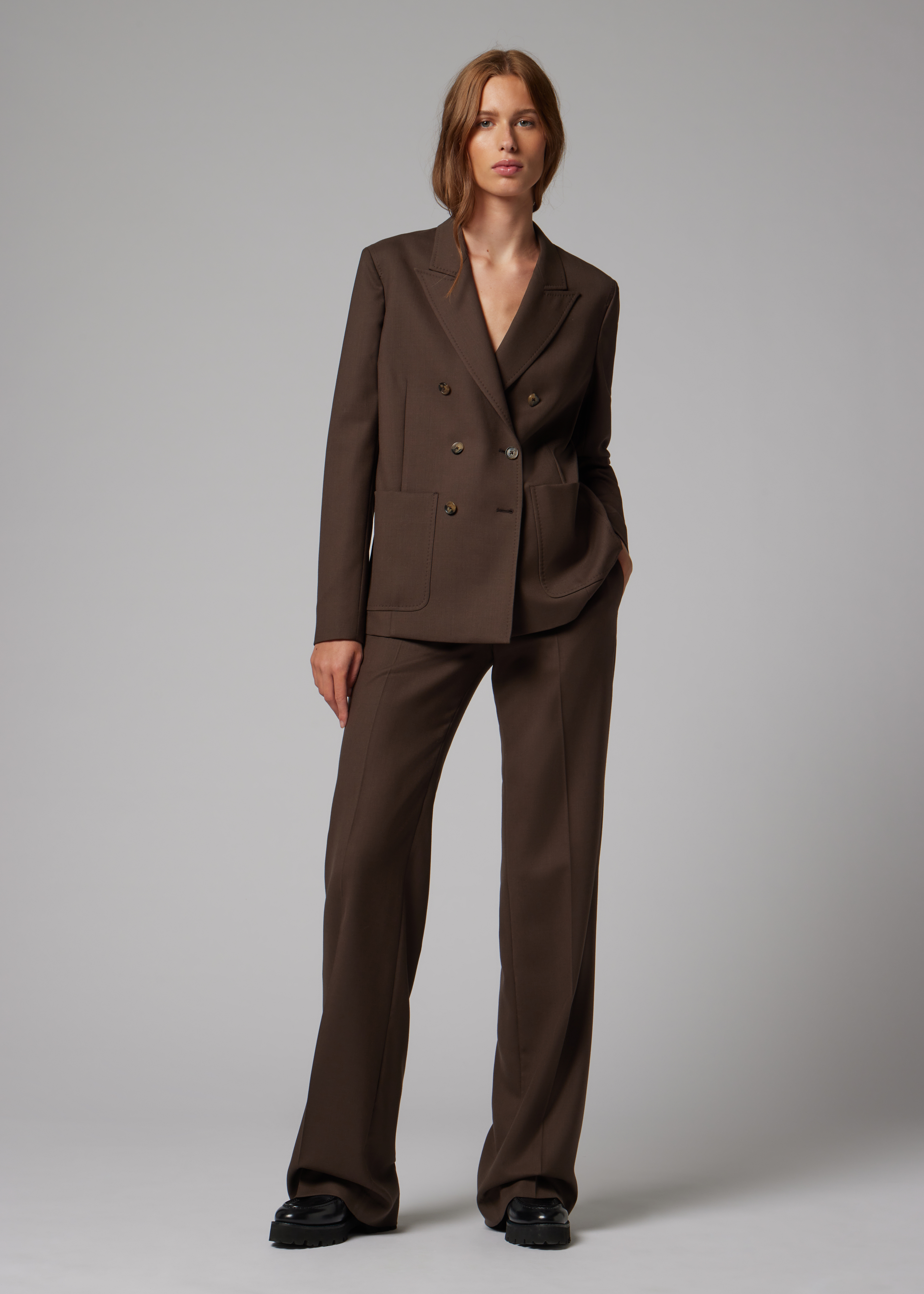 Women's A Suit To Travel In - Brown Wool Bootcut-Trousers