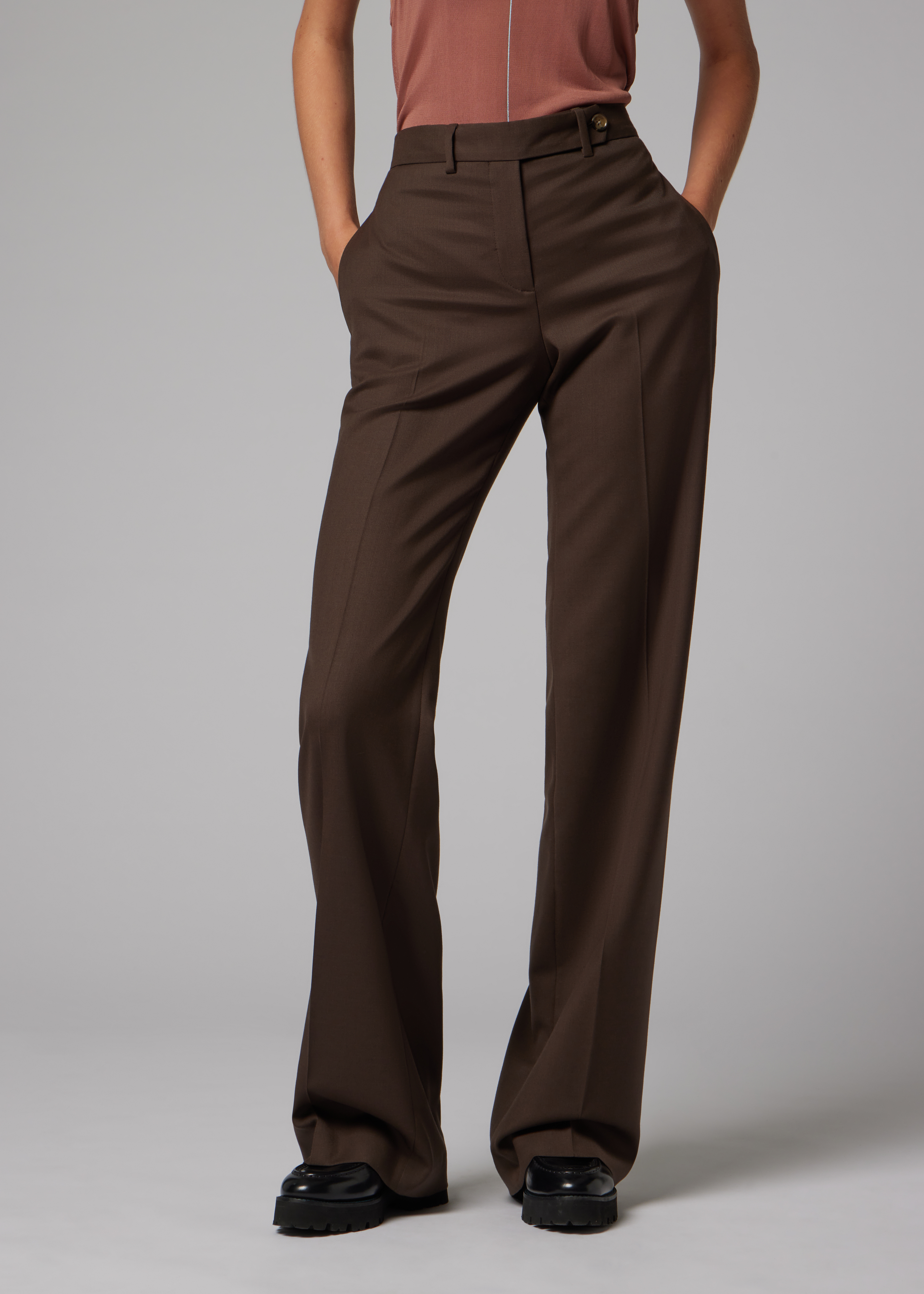 Women's A Suit To Travel In - Brown Wool Bootcut-Trousers