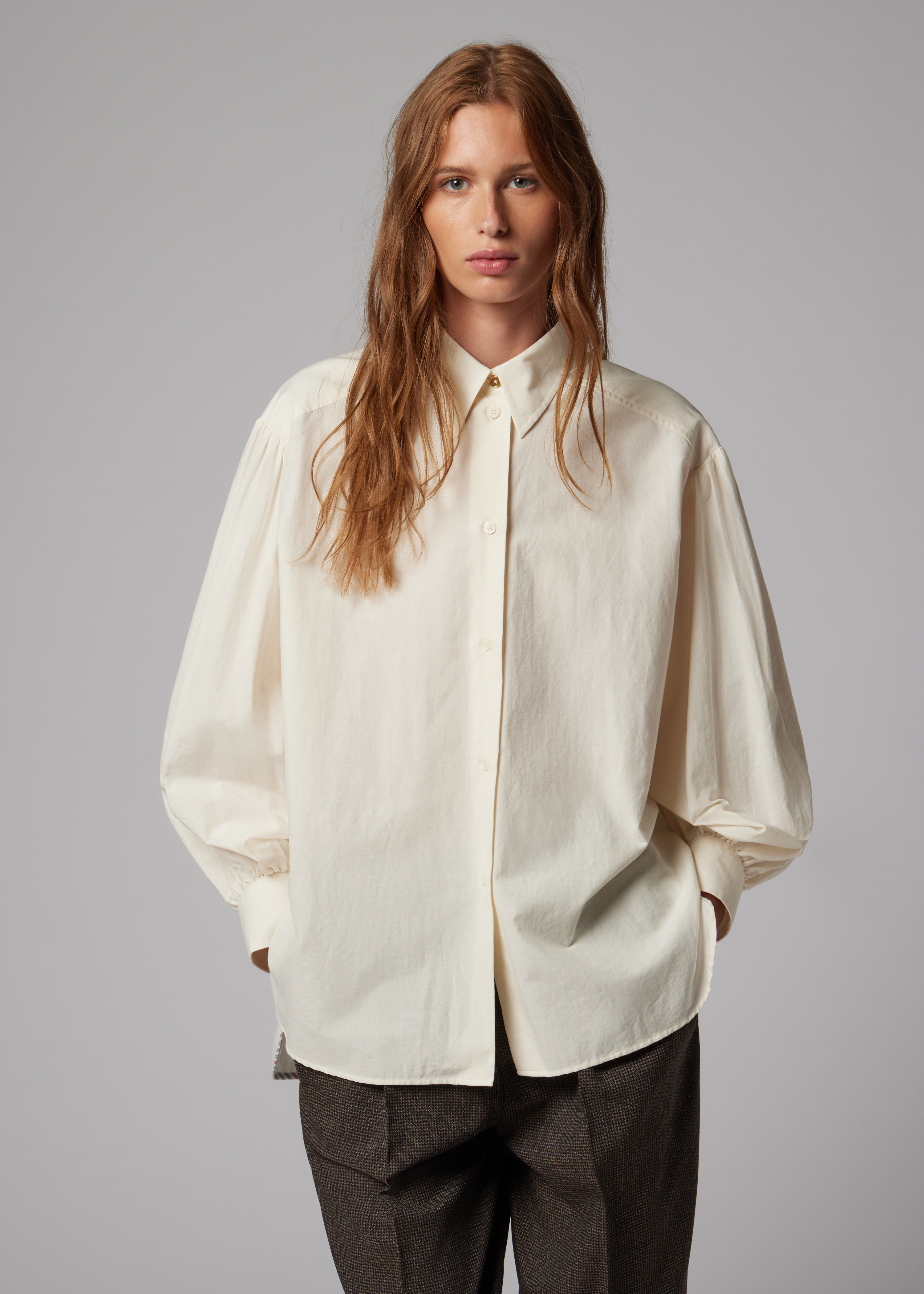 Women's Ecru Oversized Cotton Shirt