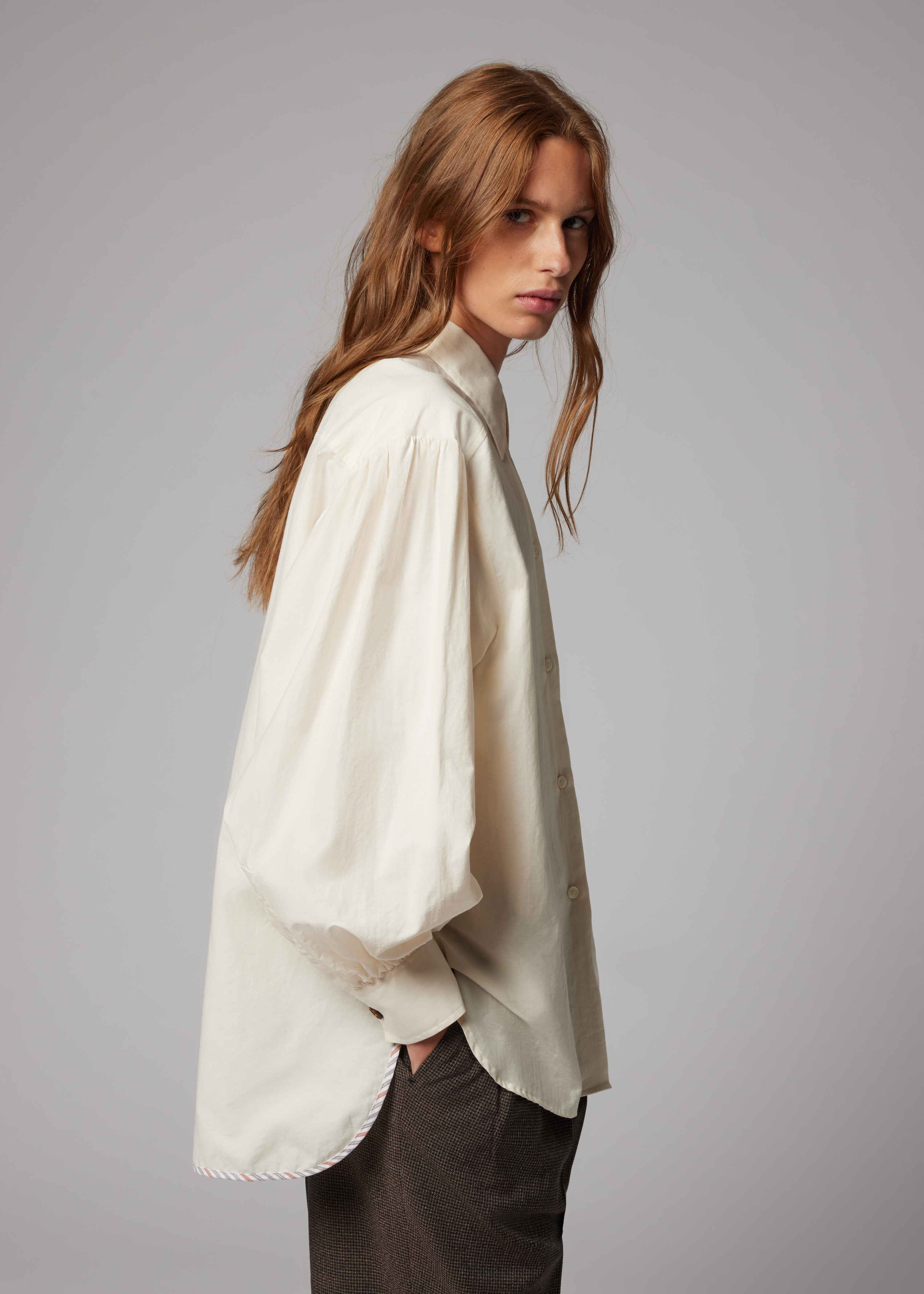 Women's Ecru Oversized Cotton Shirt