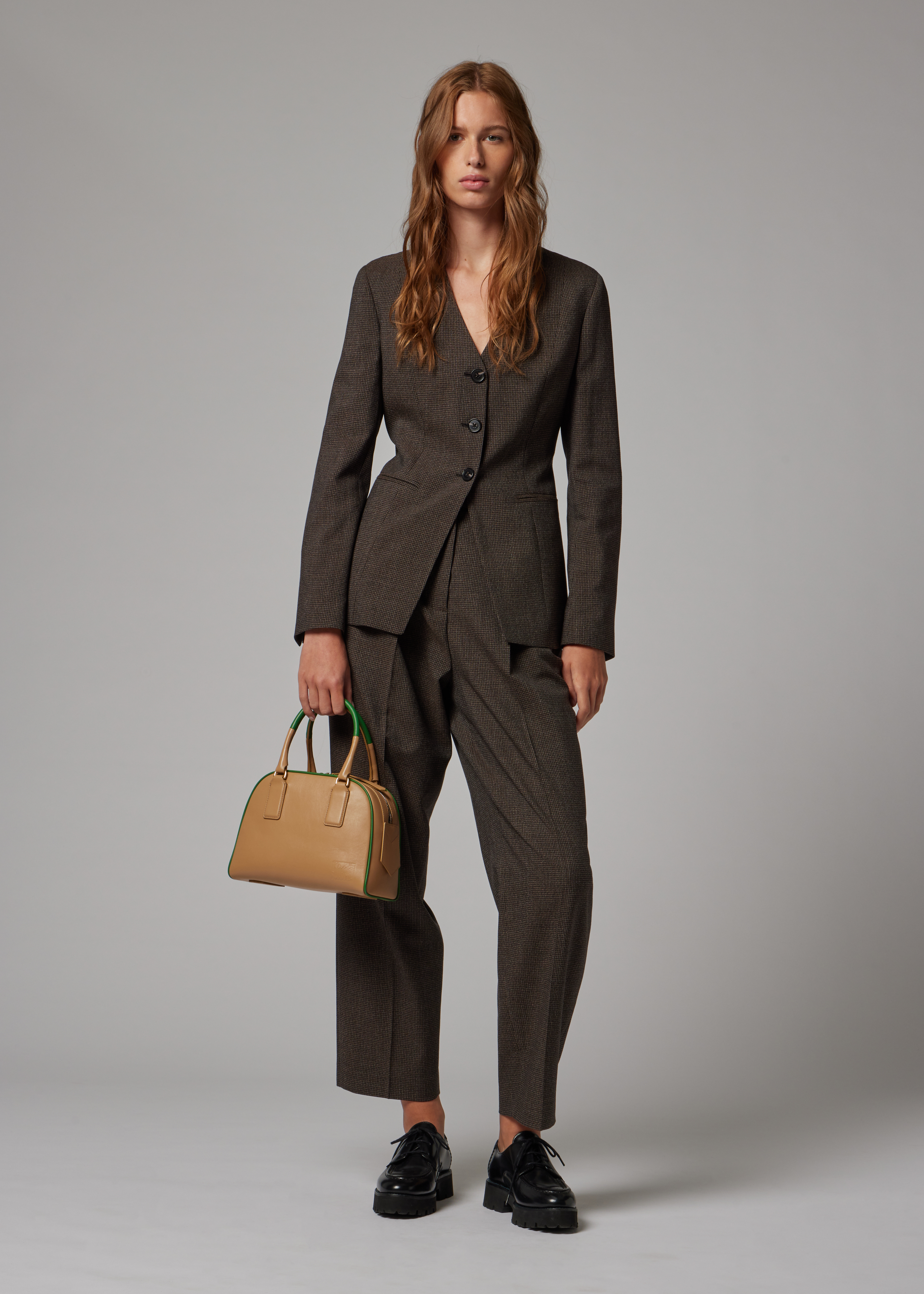 Women's Brown Houndstooth Trousers