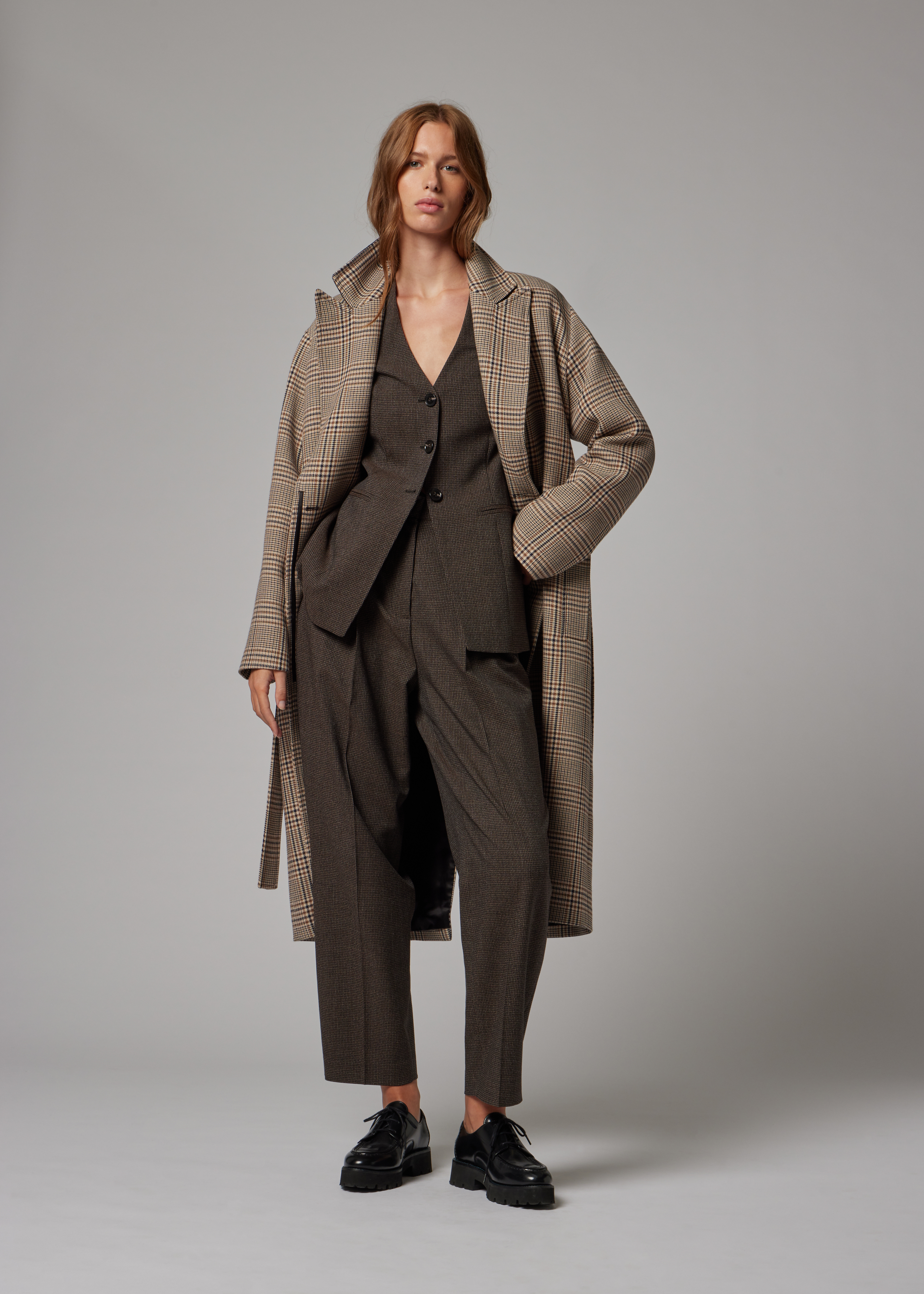 Women's Brown Houndstooth Trousers