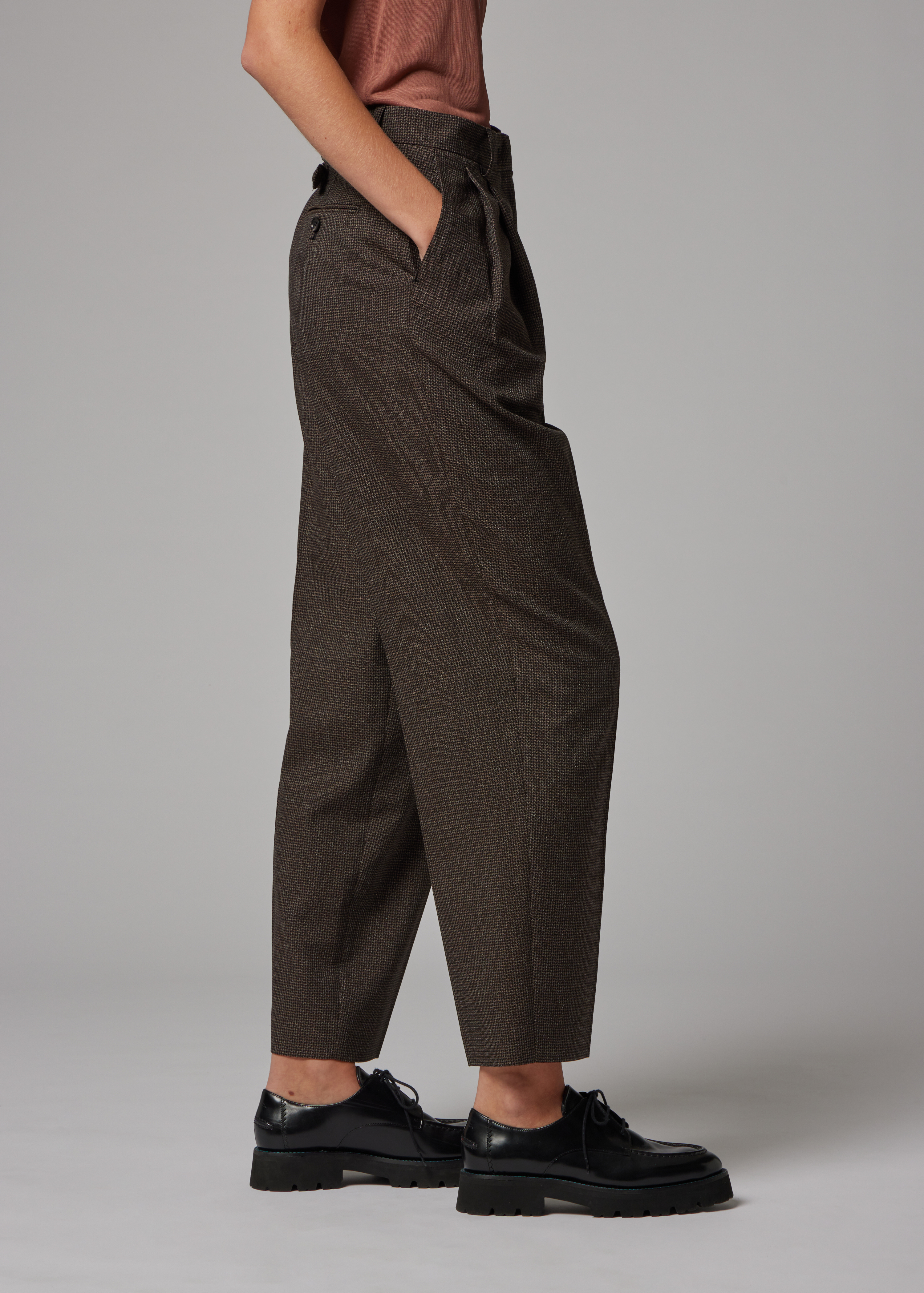 Women's Brown Houndstooth Trousers