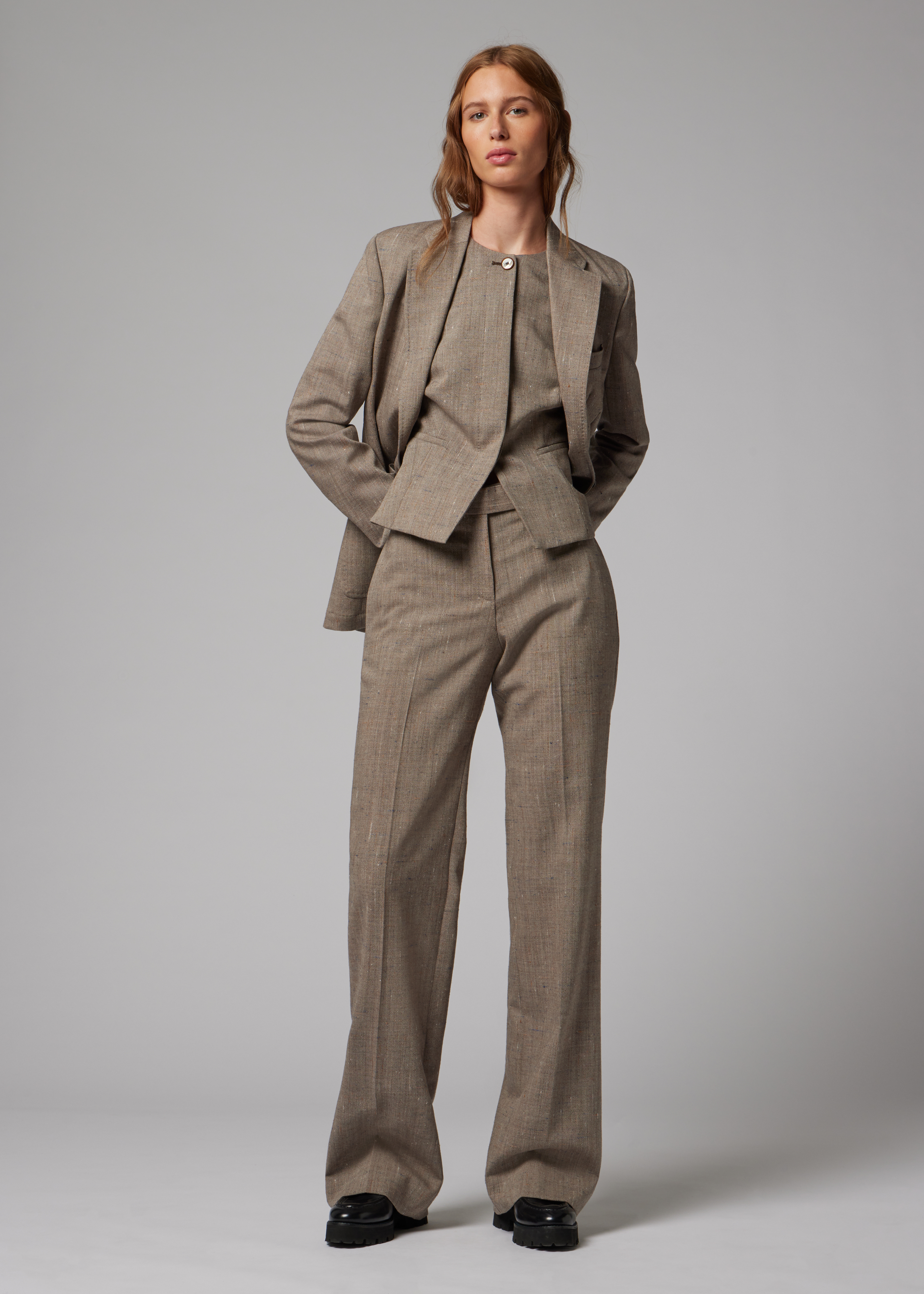 Women's Brown Flecked Wool-Viscose Waistcoat