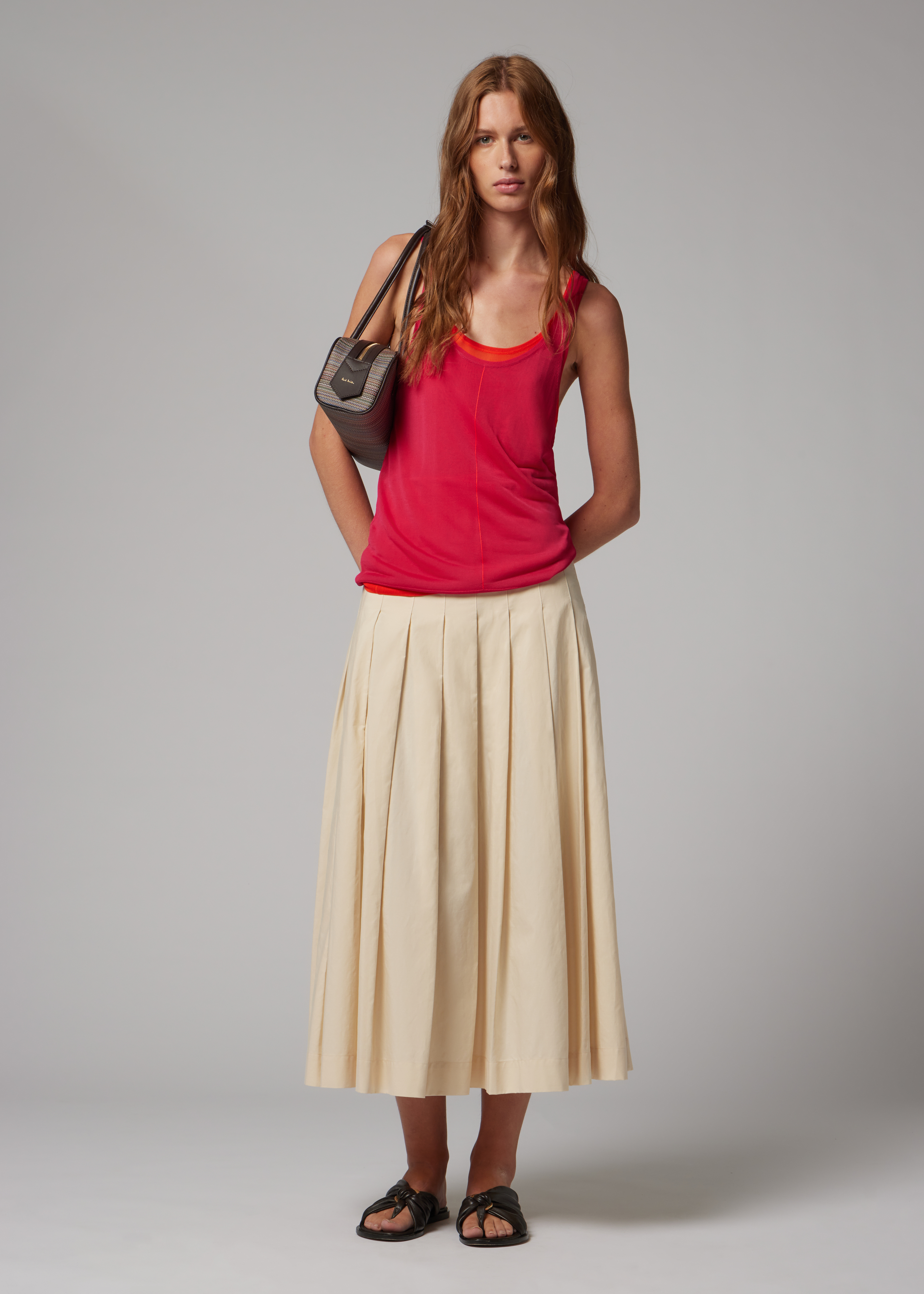 Women's Pink Double Layer Knitted Vest