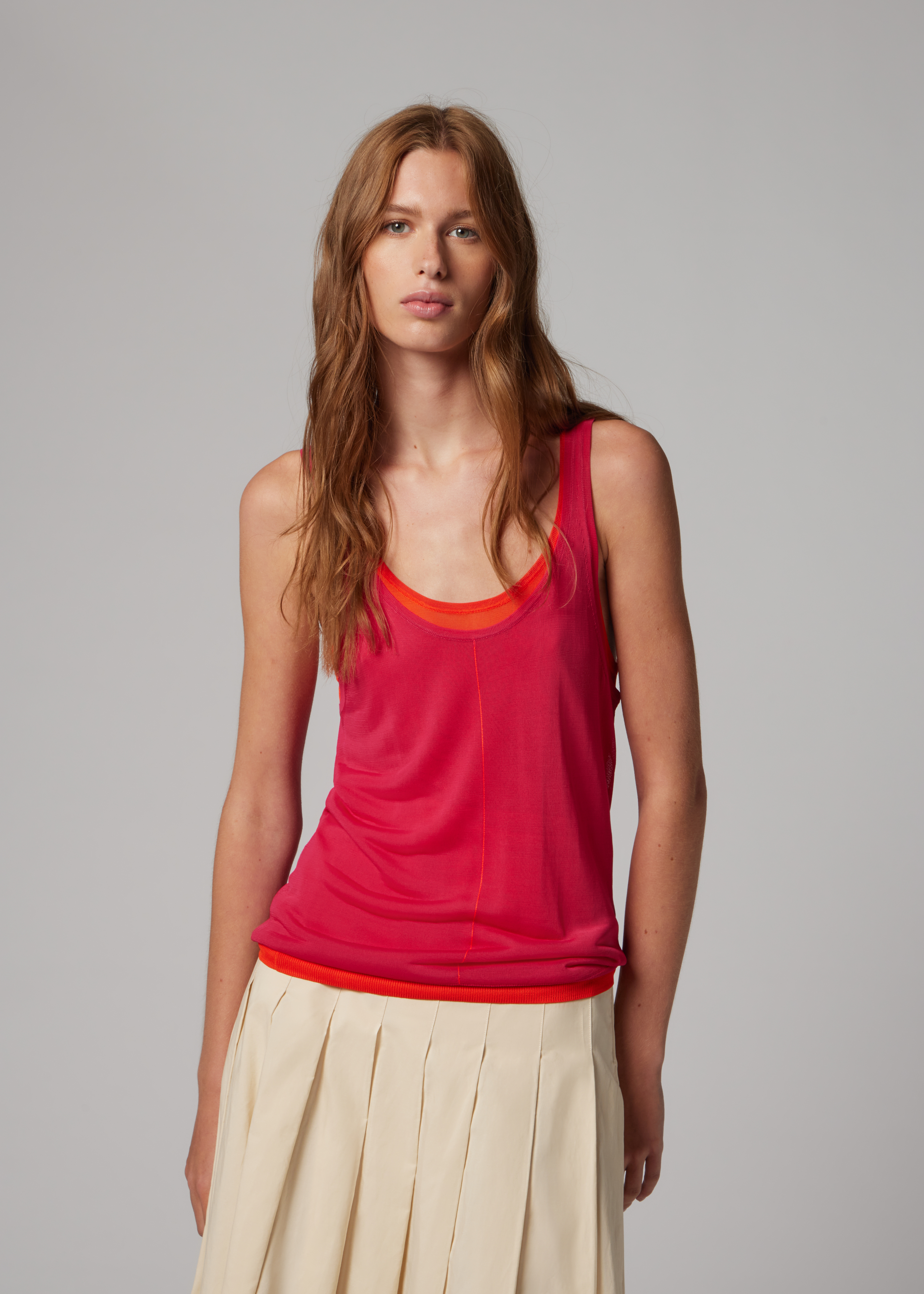 Women's Pink Double Layer Knitted Vest