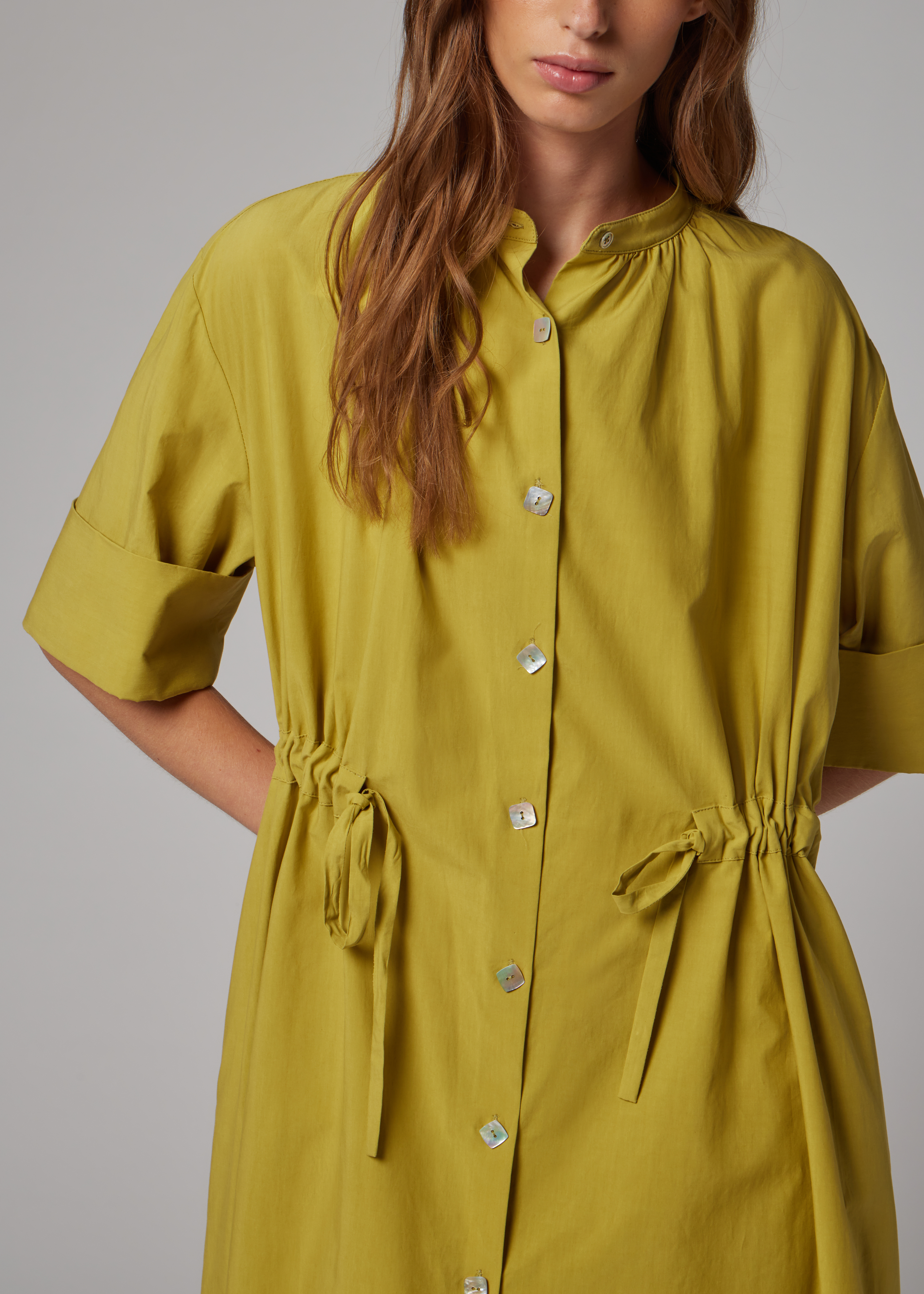 Women's Lime Lyocell-Cotton Shirt Dress