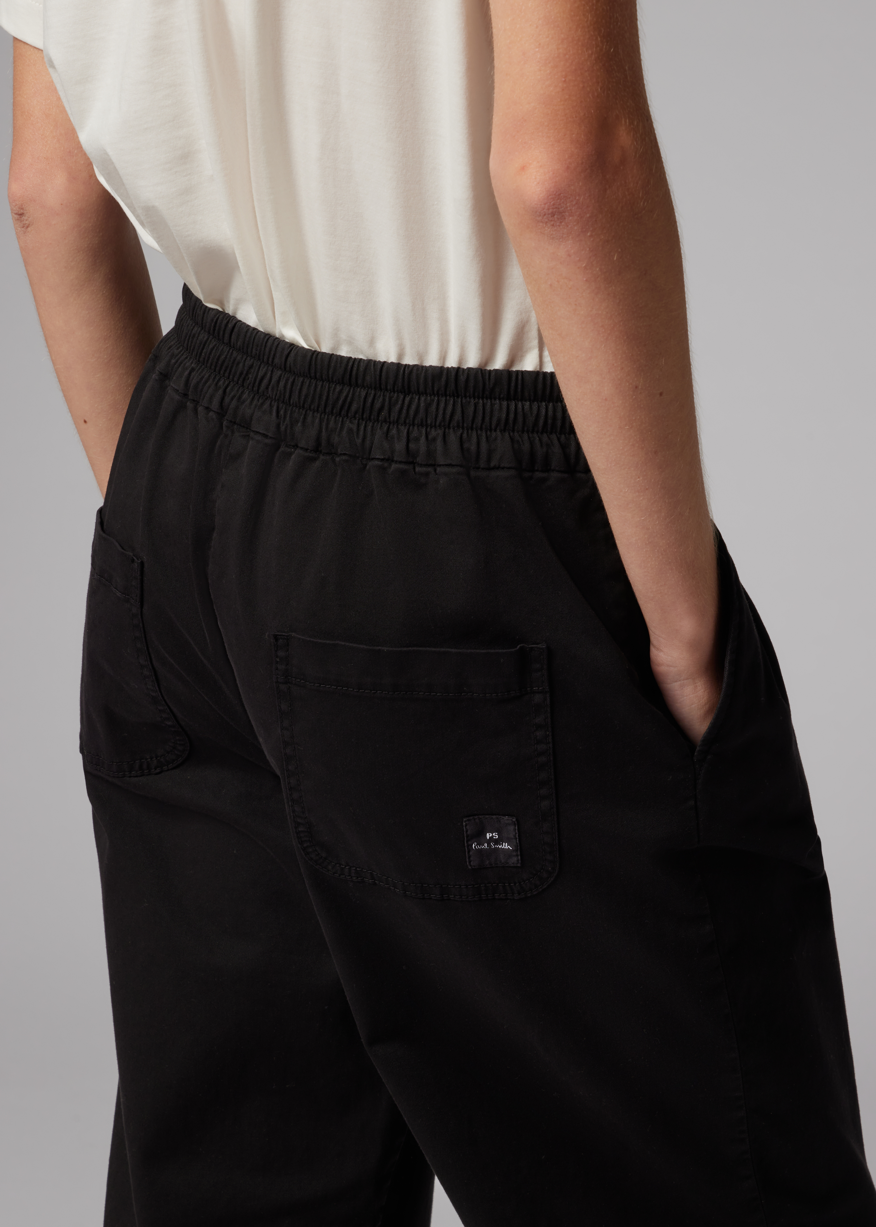 Women's Garment-Dyed Black Barrel-Leg Trousers
