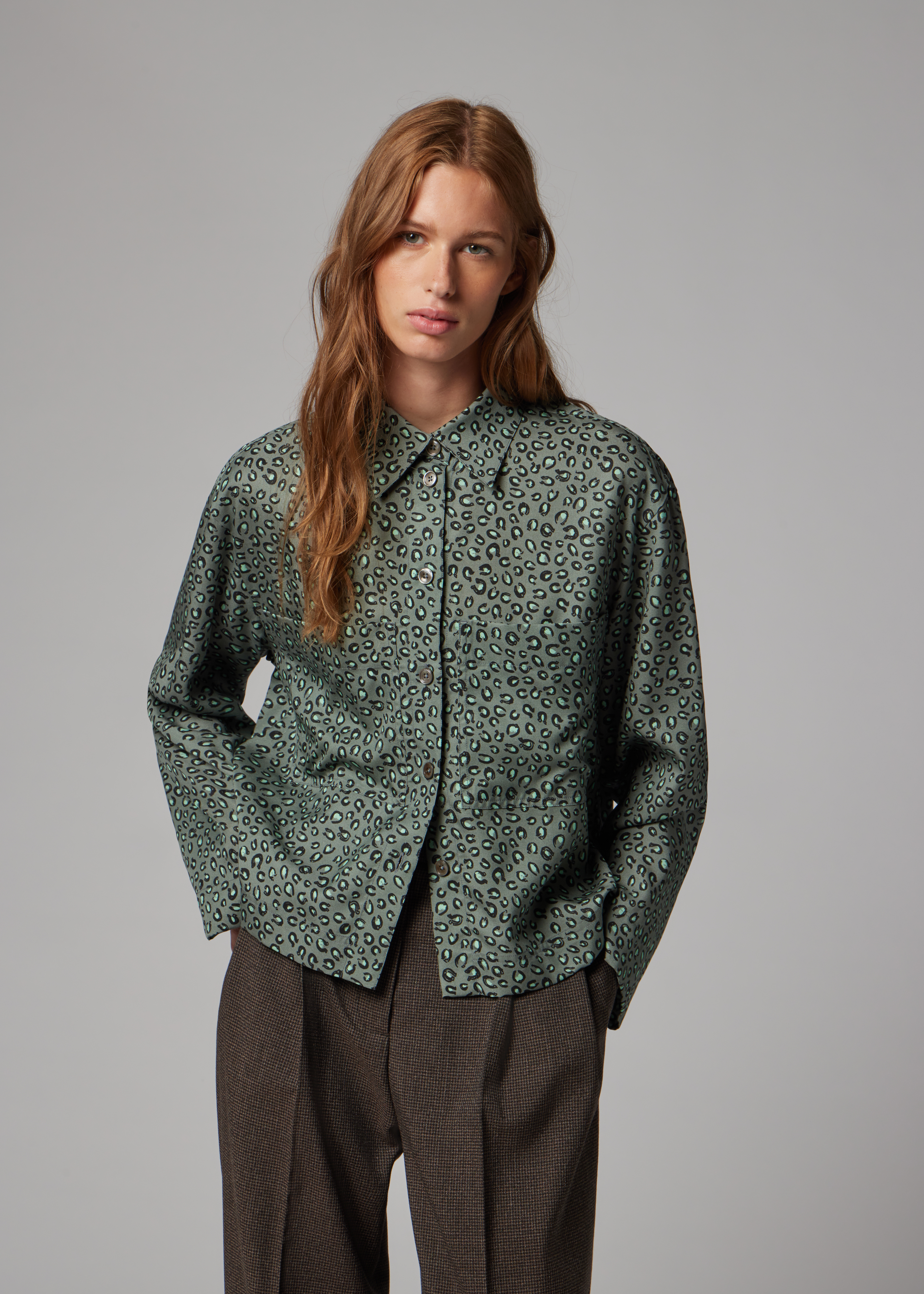 Women's Blue 'Animal' Print Shirt
