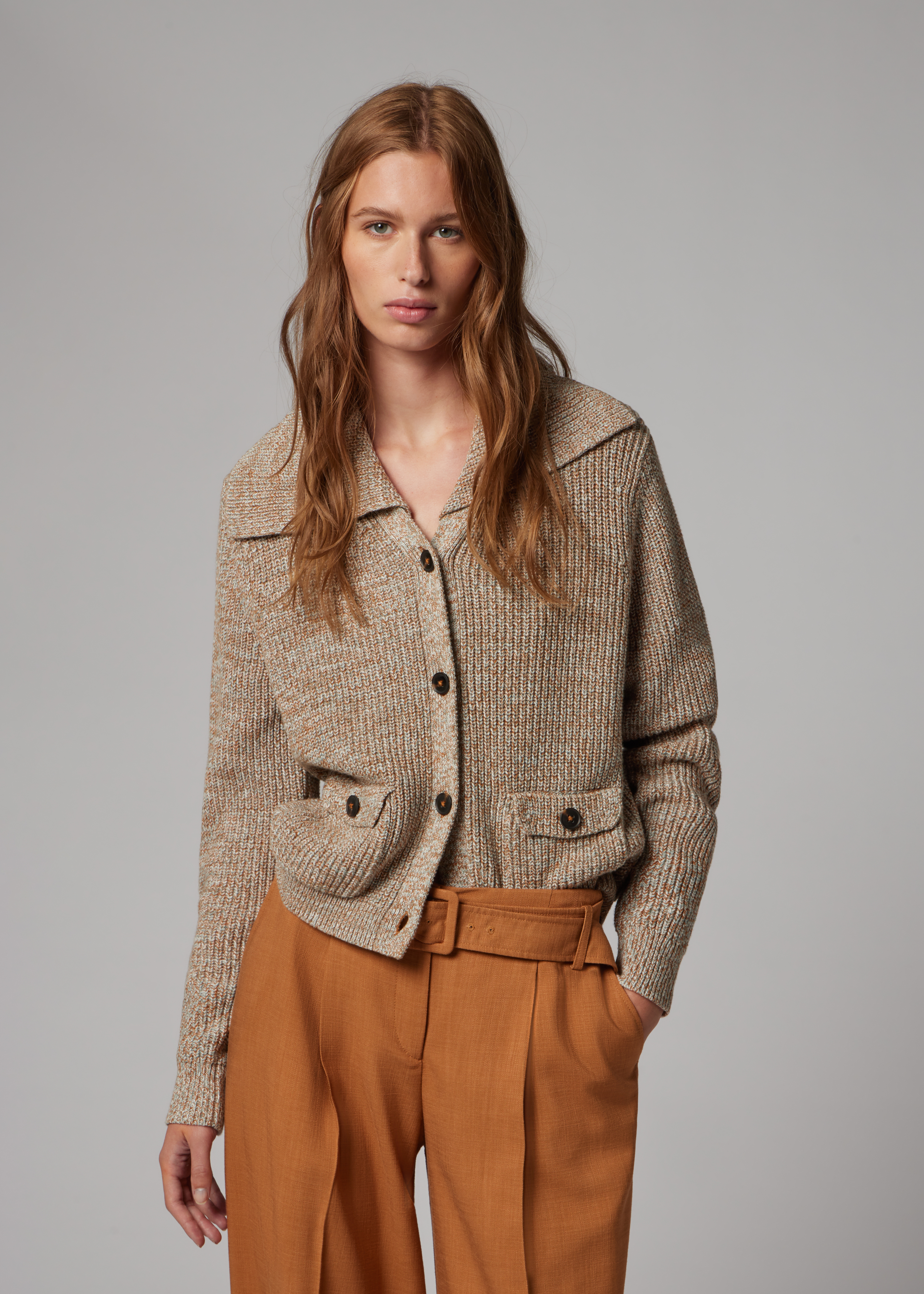 Women's Cream Marl Knit Shawl Cardigan