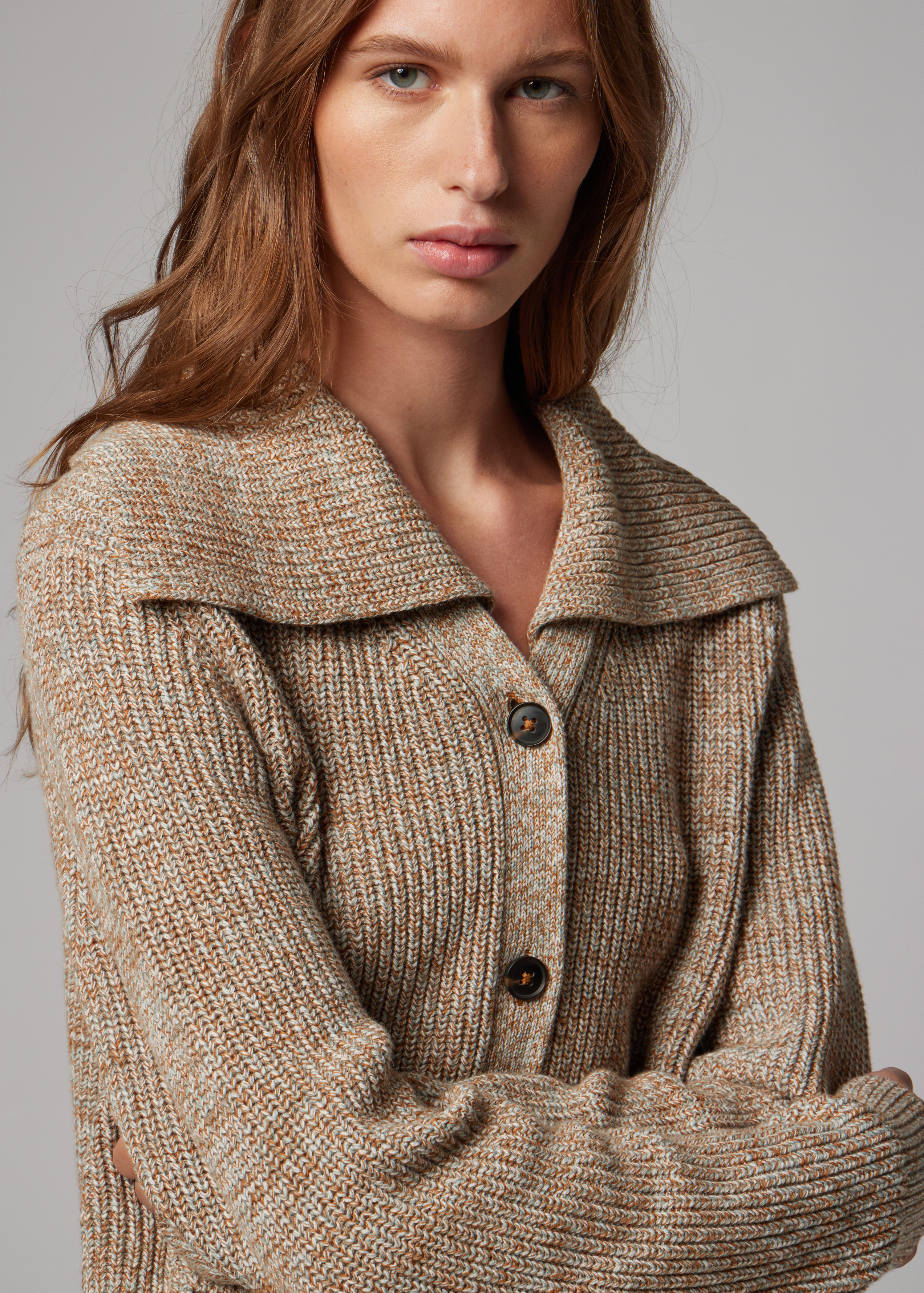 Women's Cream Marl Knit Shawl Cardigan