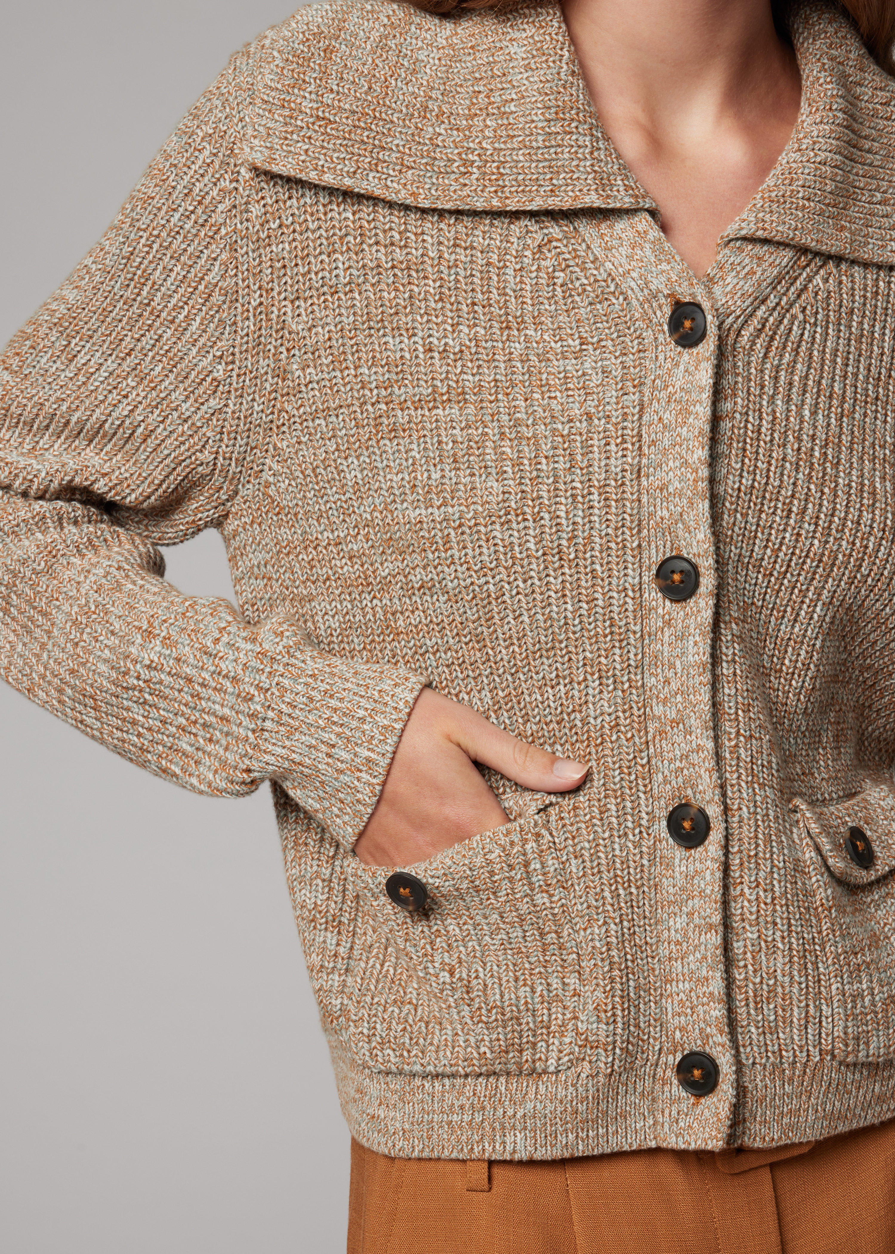 Women's Cream Marl Knit Shawl Cardigan