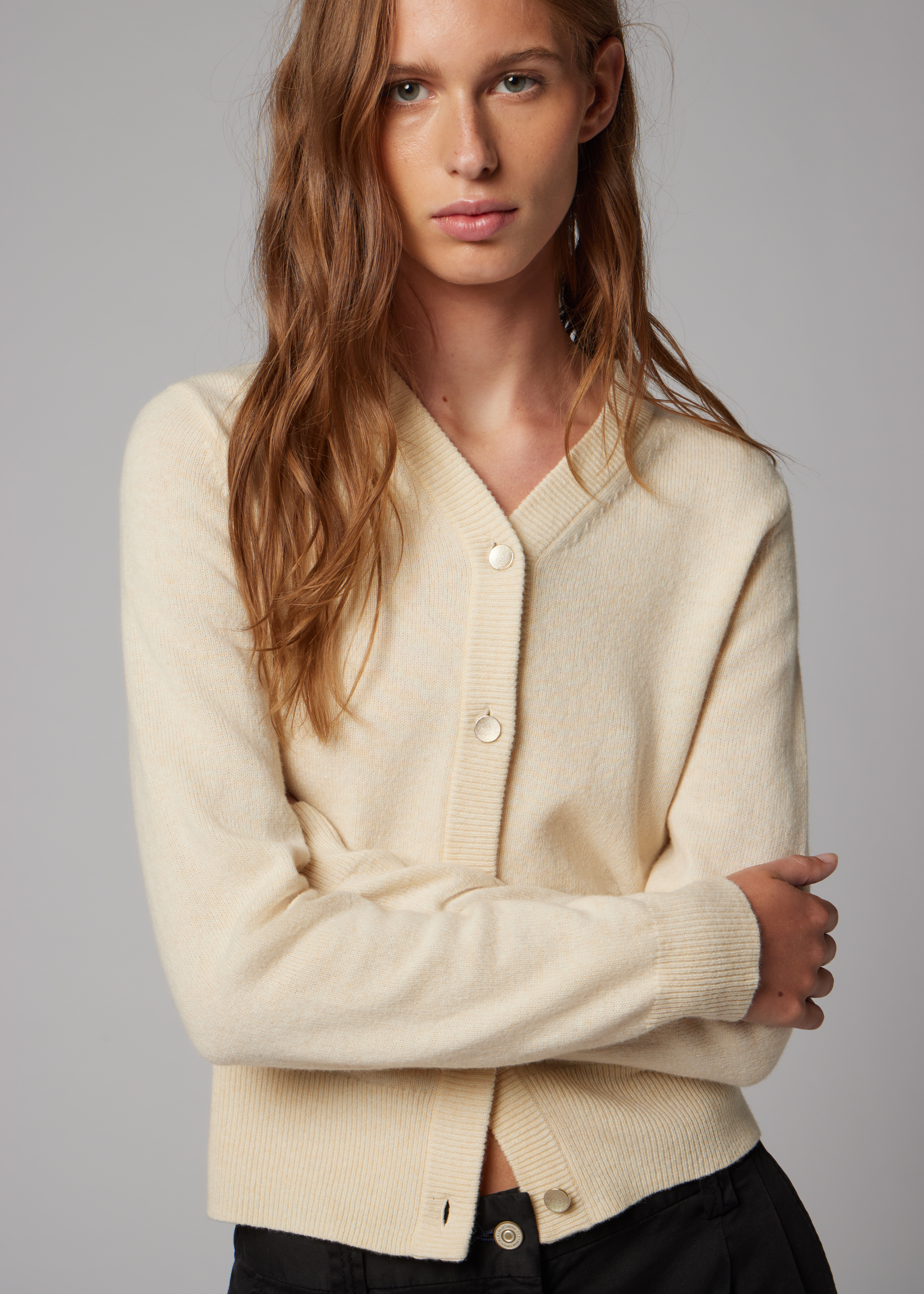 Women's Cream Knitted Cardigan