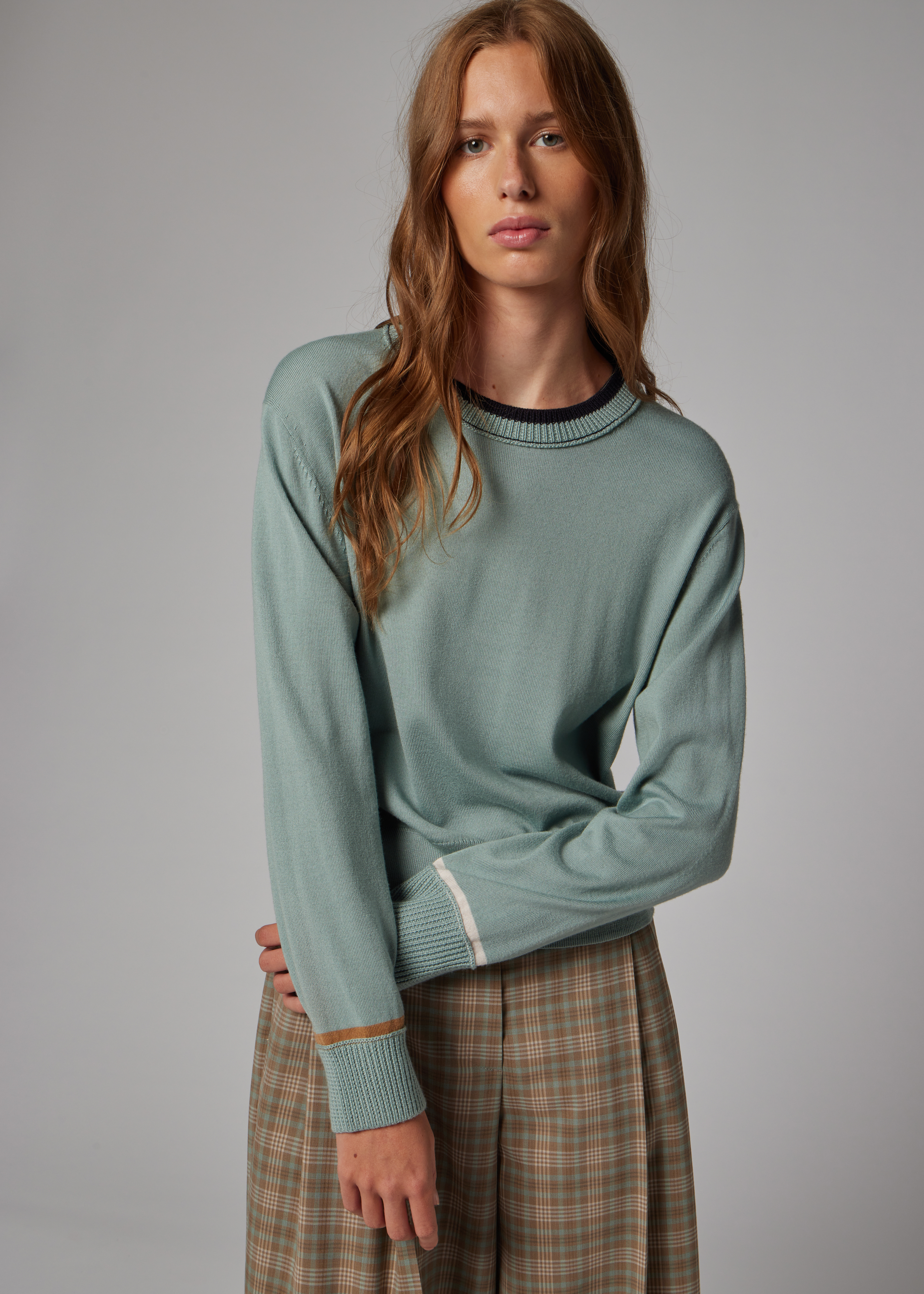 Women's Sage Blue Merino Wool Sweater
