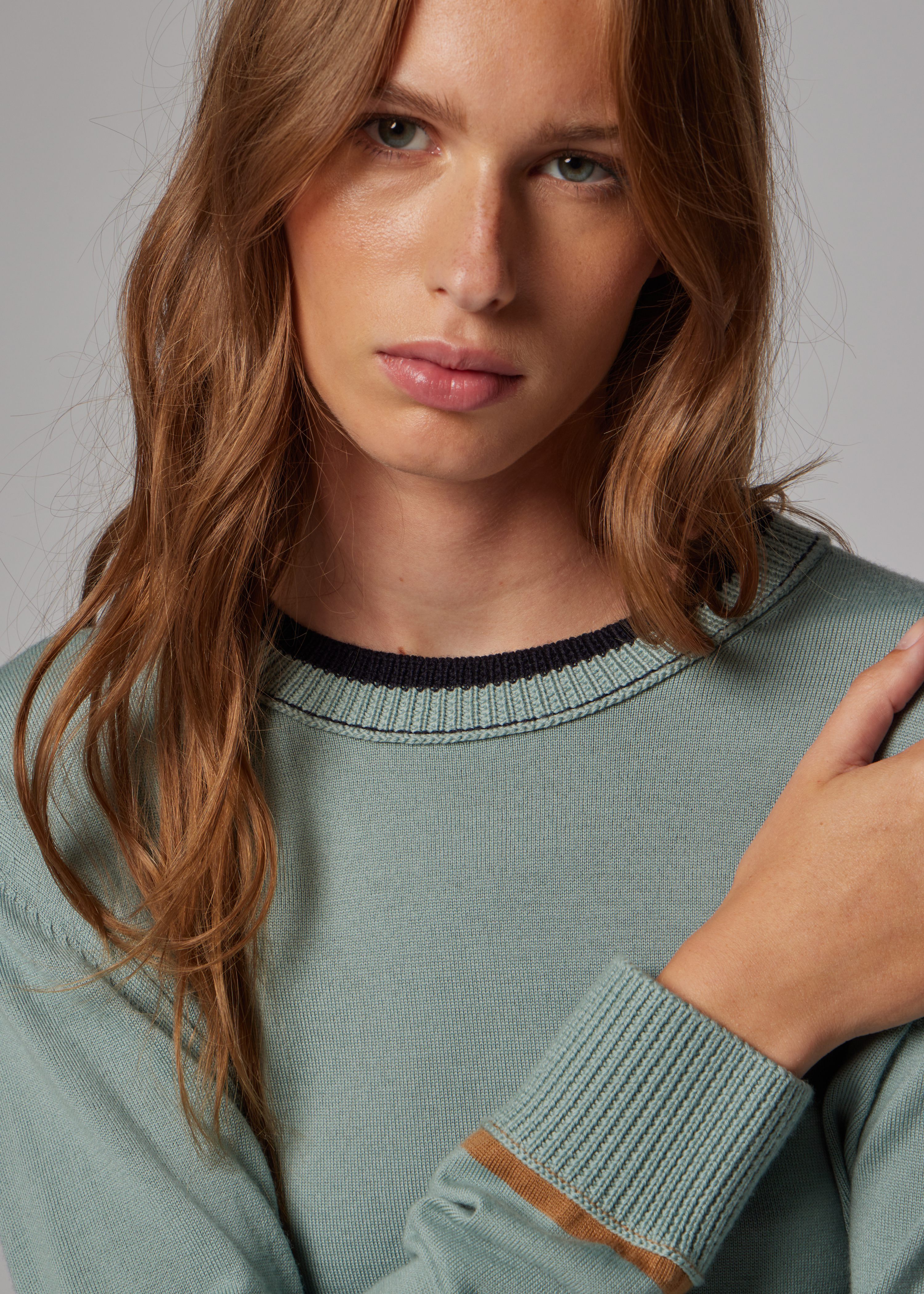 Women's Sage Blue Merino Wool Sweater