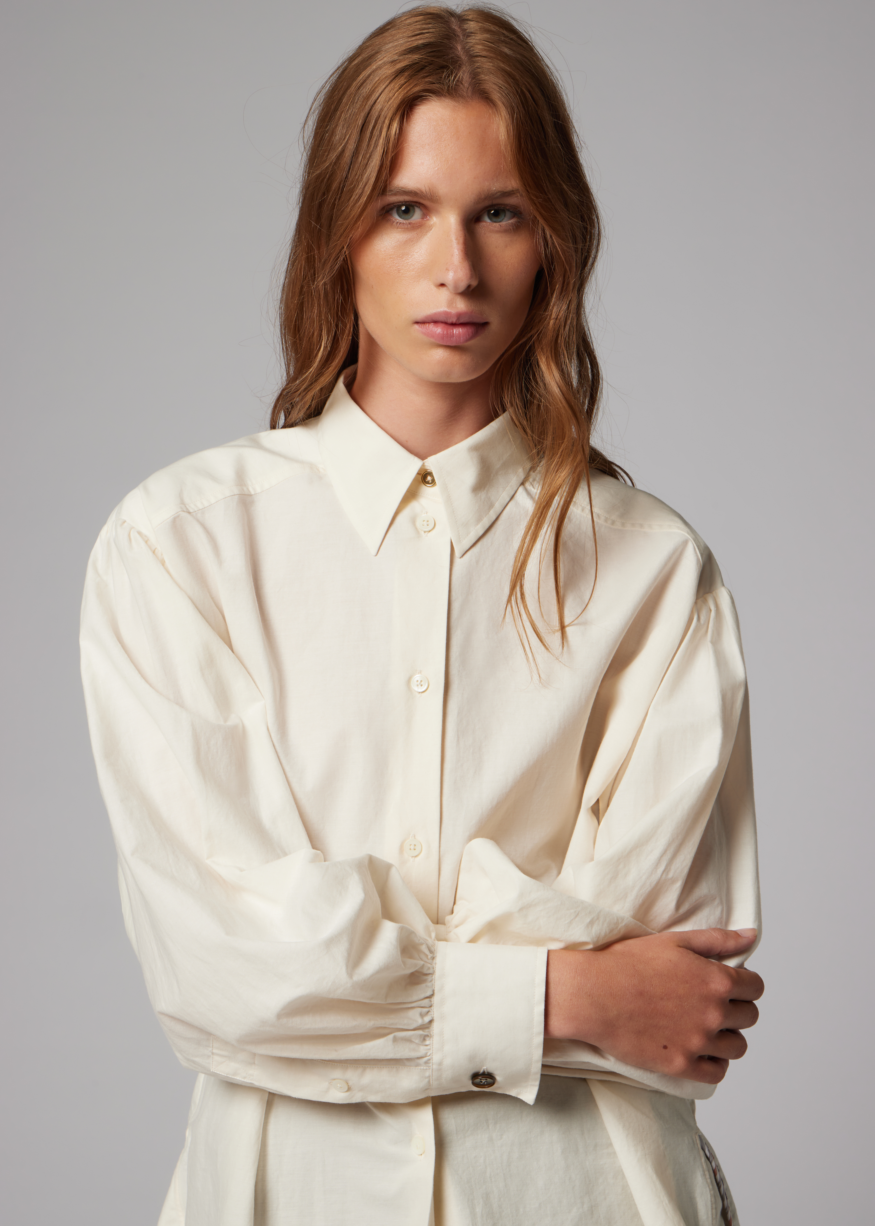 Women's Ecru Oversized Cotton Shirt