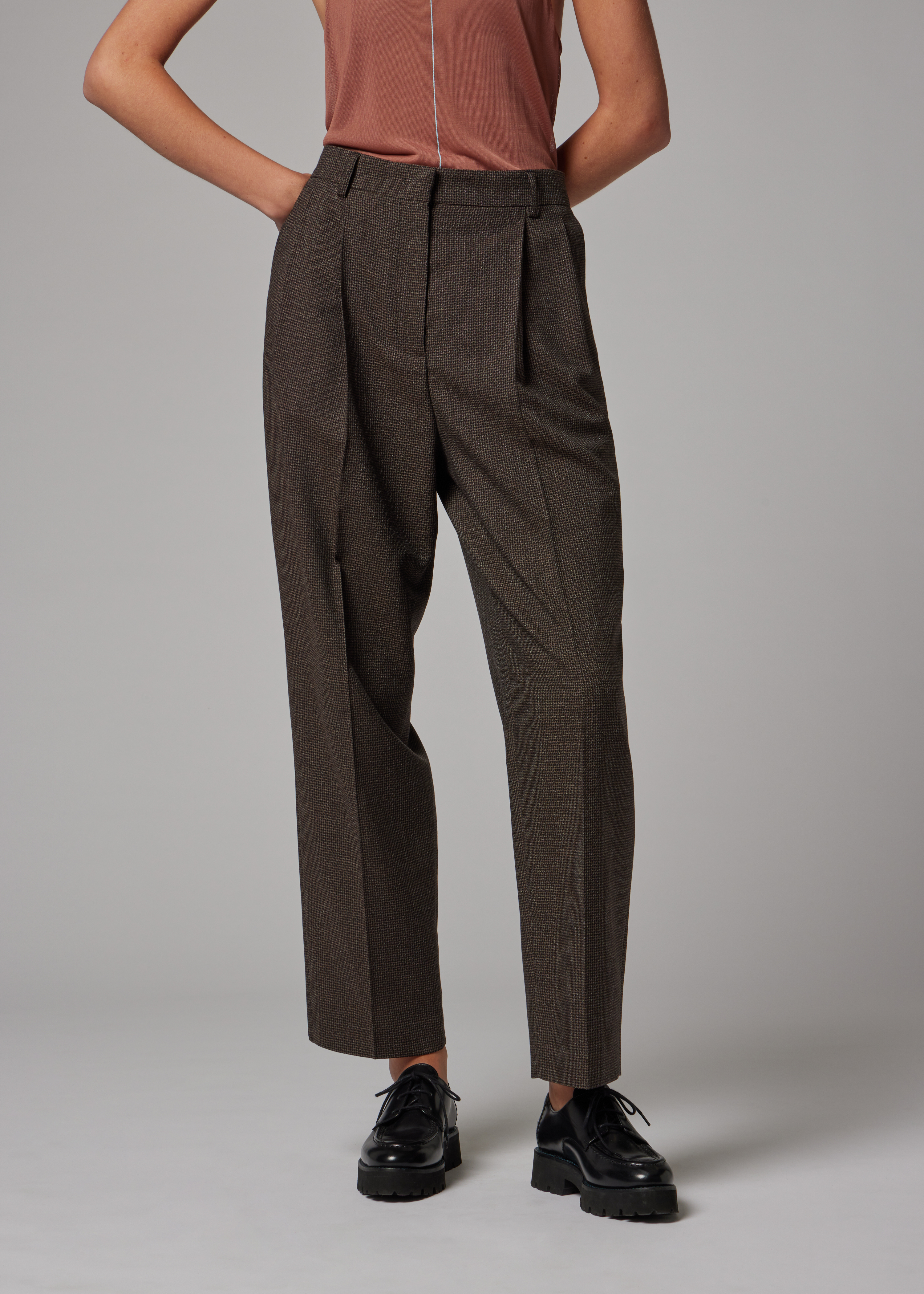 Women's Brown Houndstooth Trousers