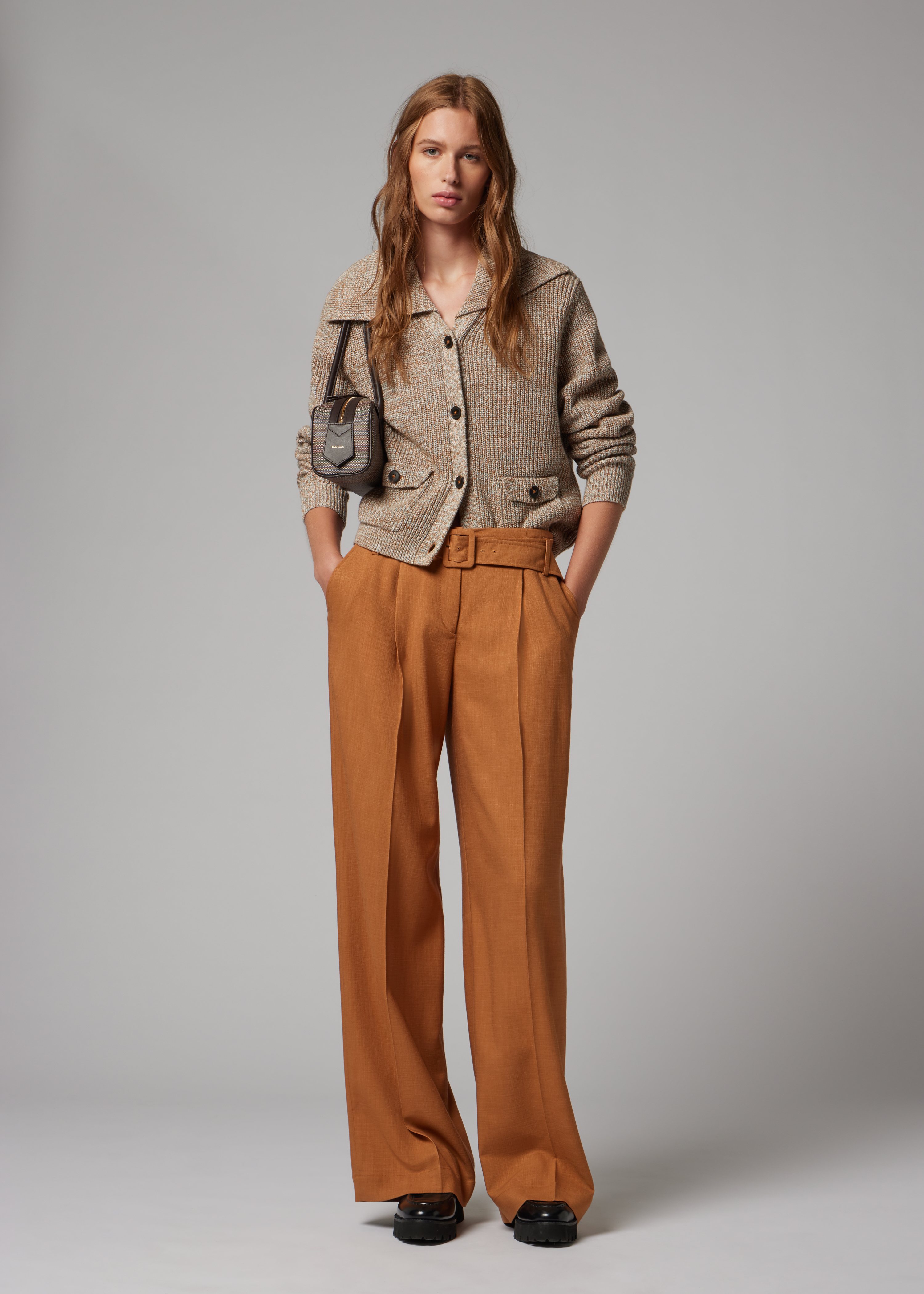 Women's Cream Marl Knit Shawl Cardigan