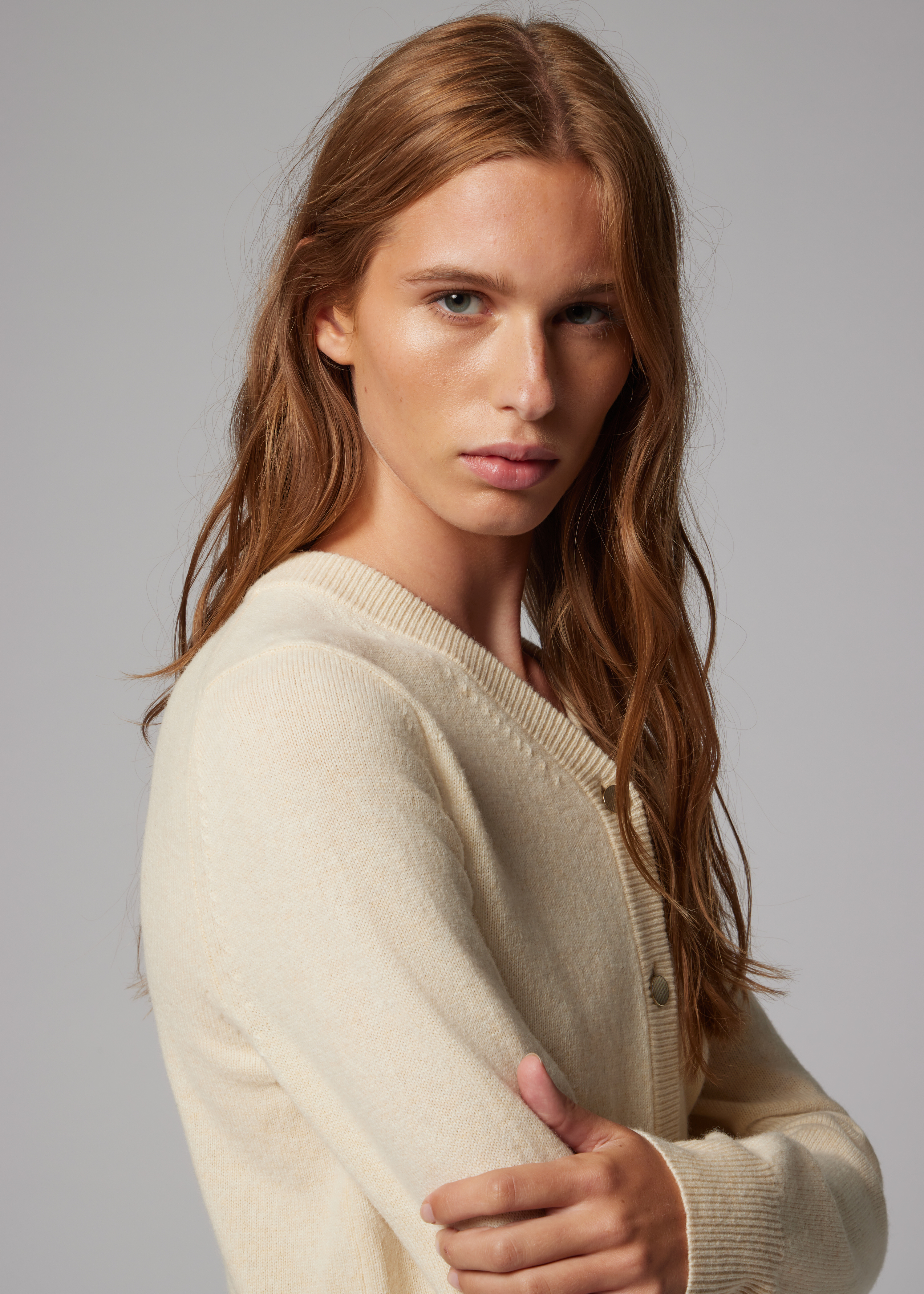 Women's Cream Knitted Cardigan