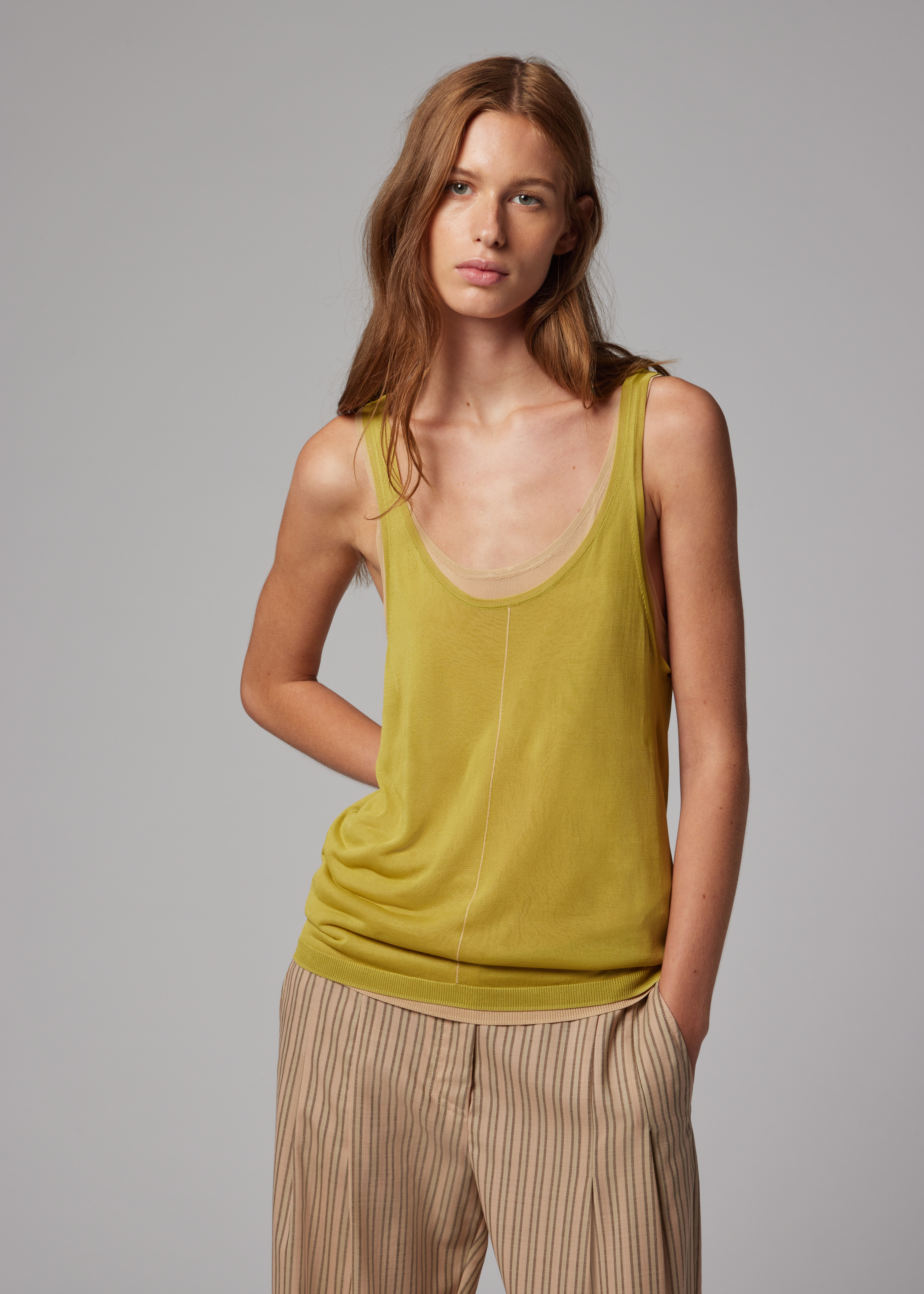 Women's Green Double Layer Knitted Vest