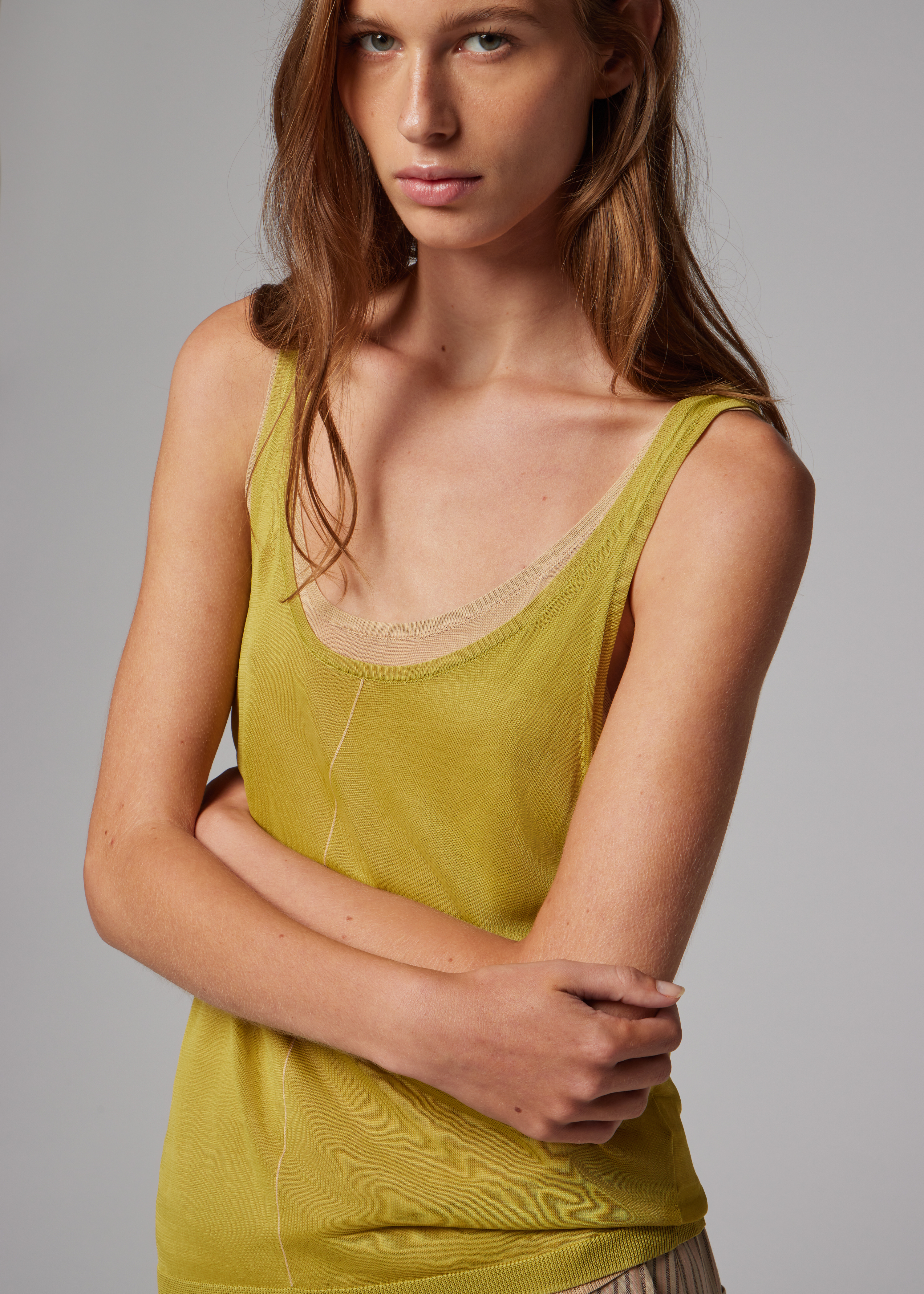 Women's Green Double Layer Knitted Vest