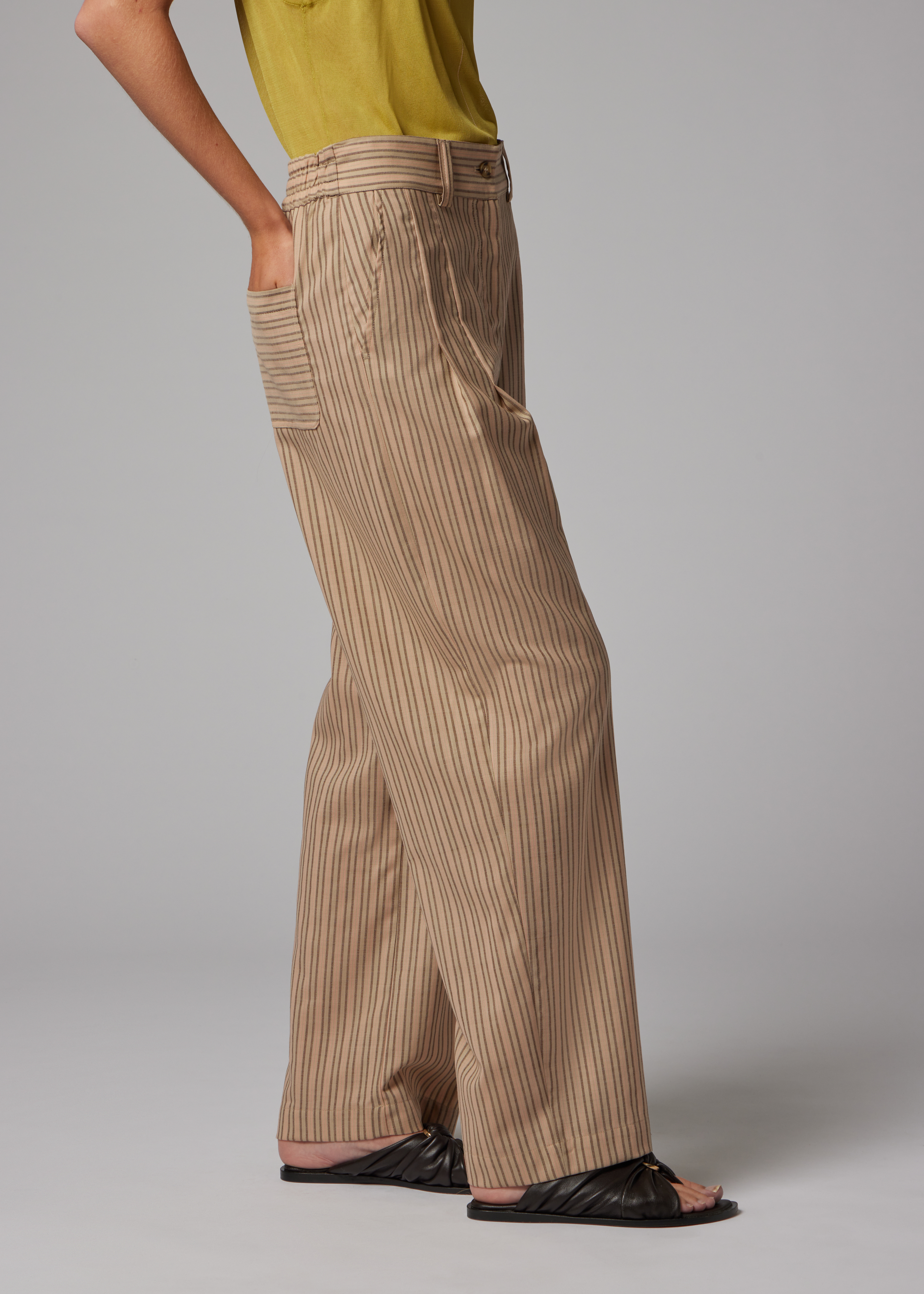 Women's Wool Brown Stripe Trousers