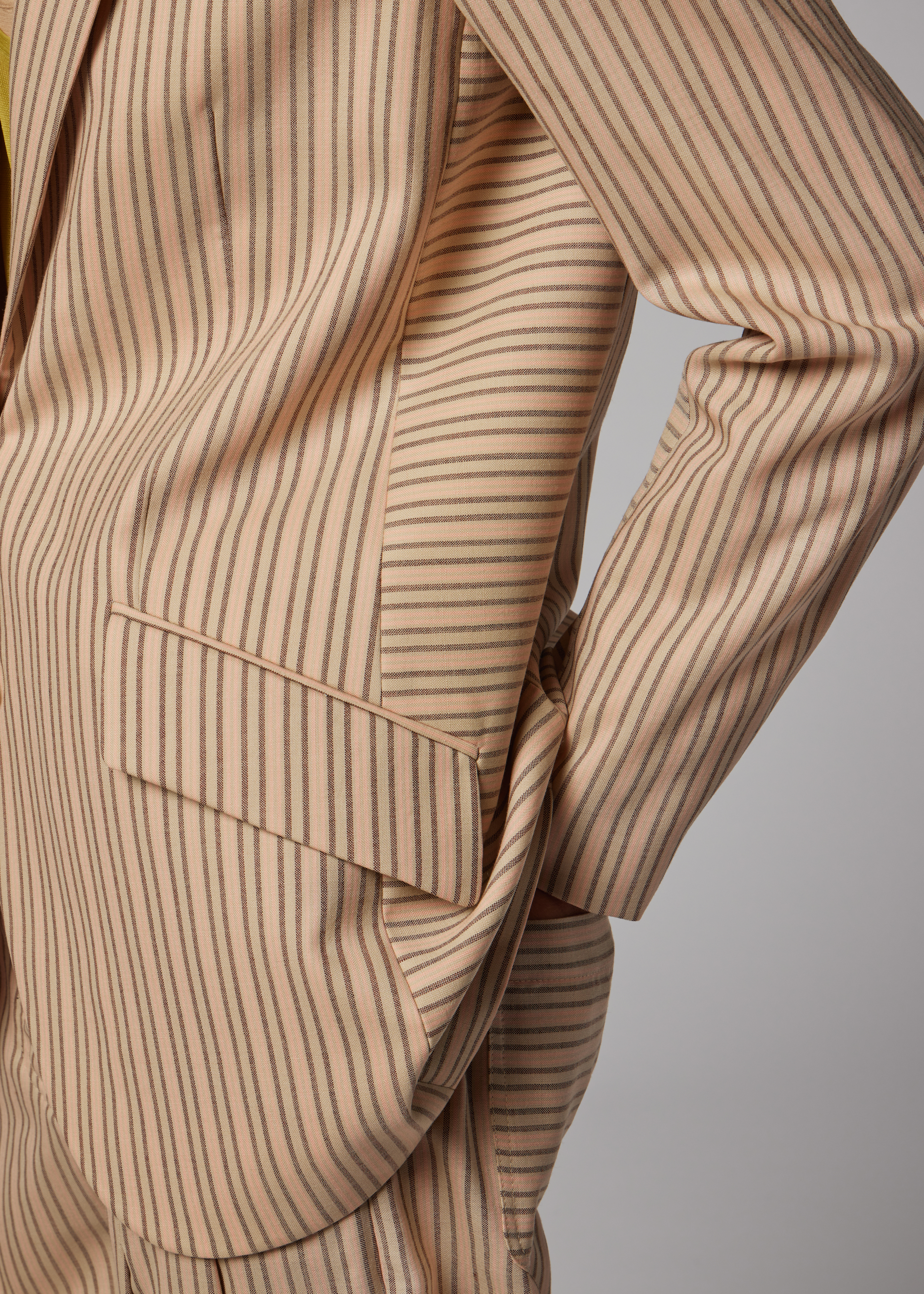 Women's Sand Brown Stripe Wool Blazer