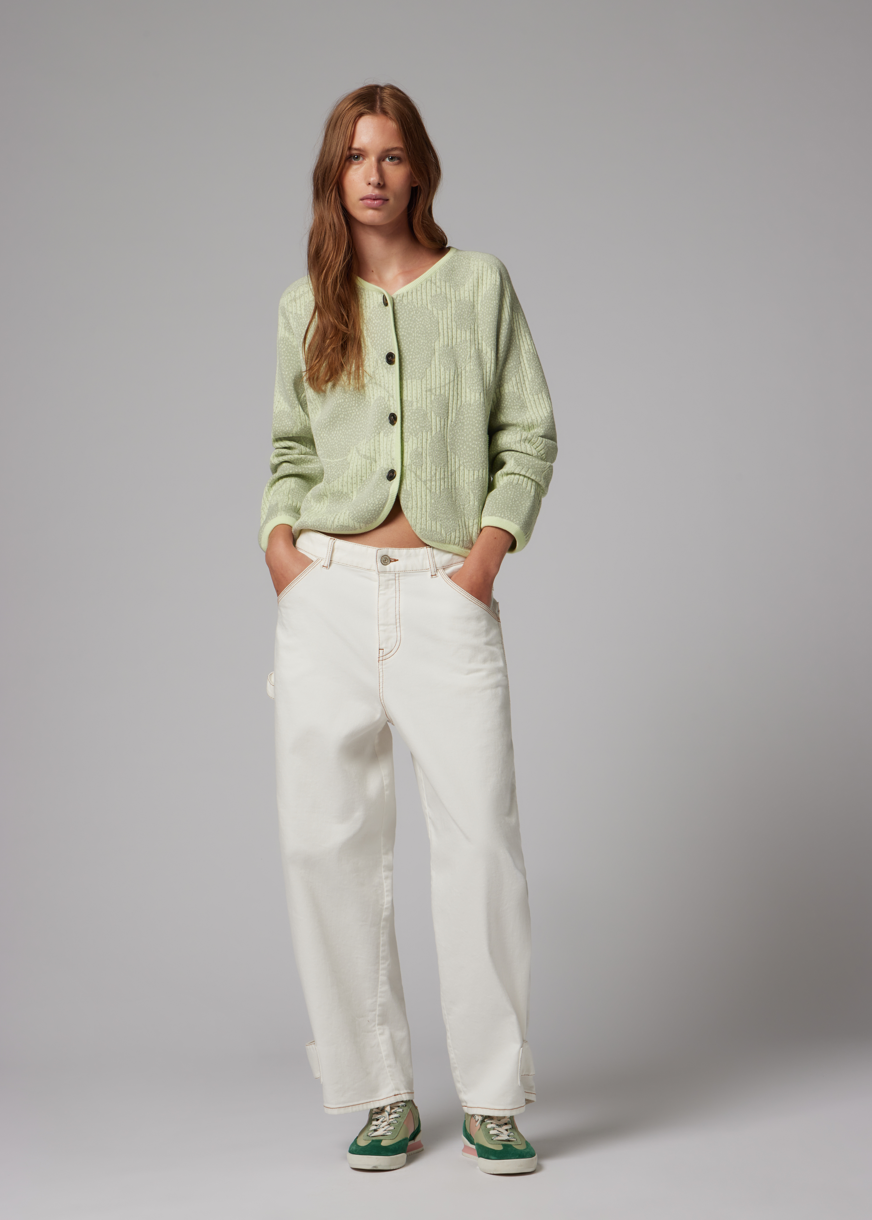 Women's Sage Jacquard Floral Cardigan