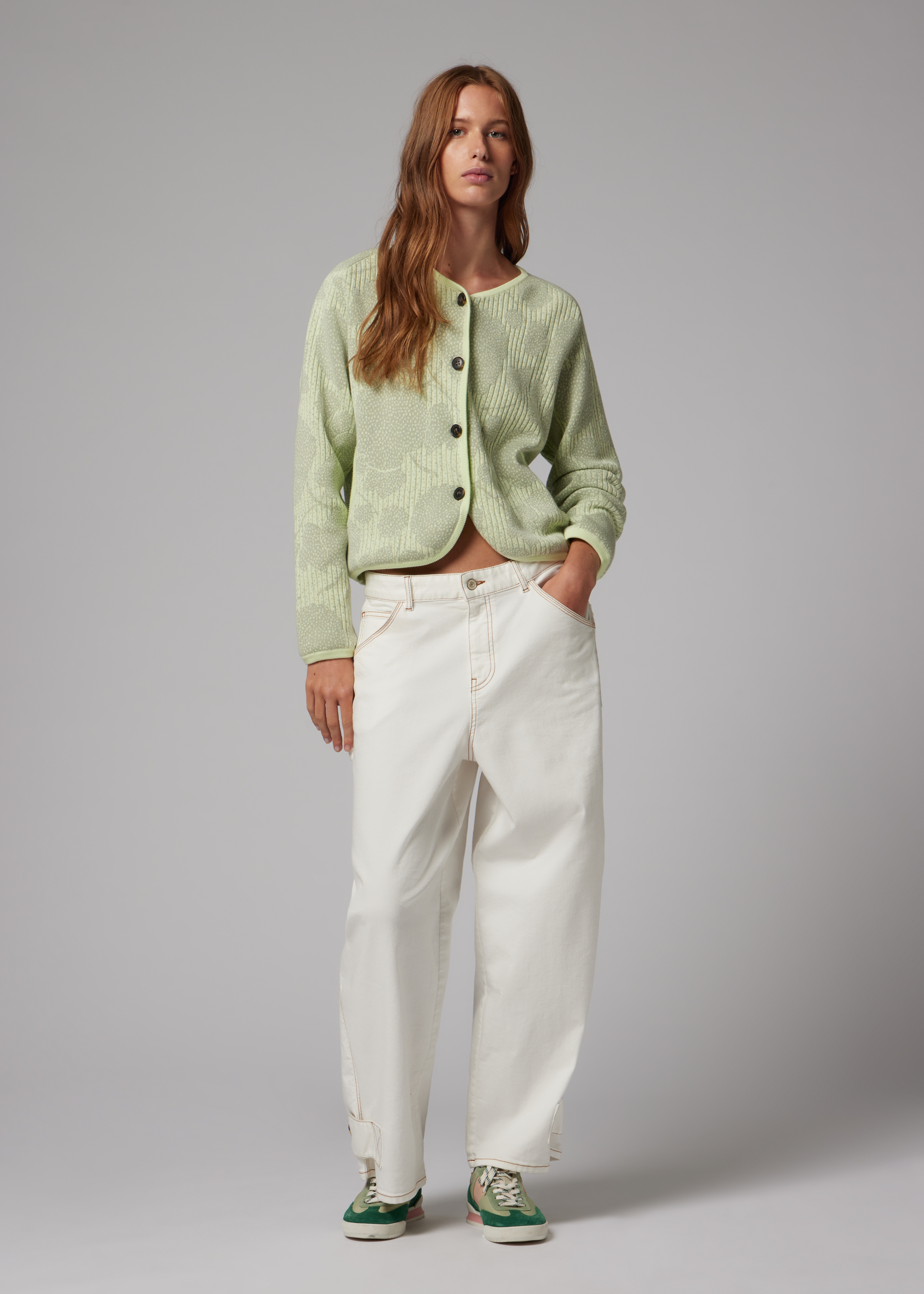Women's Sage Jacquard Floral Cardigan