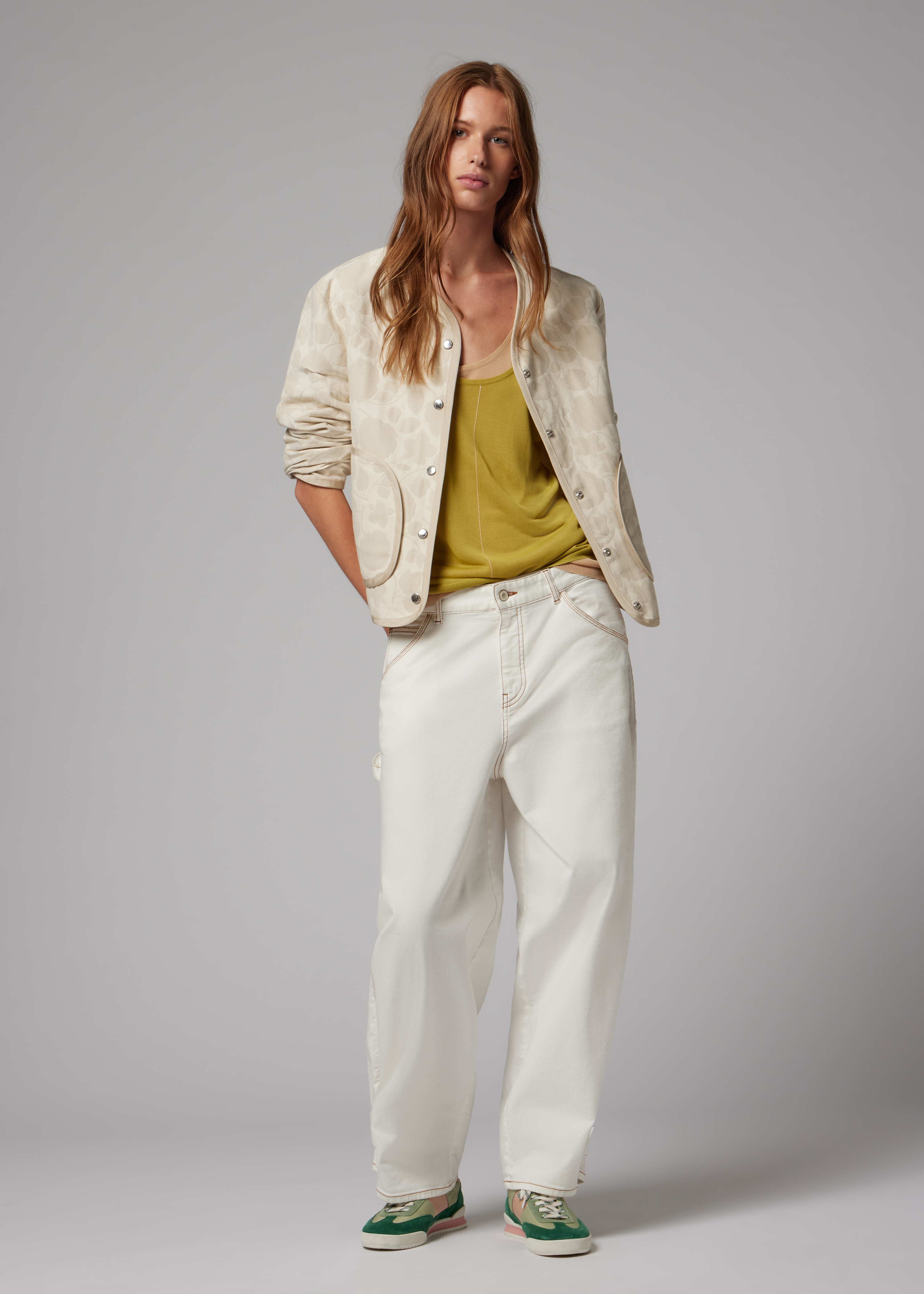 Women's Cream Floral Jacquard Jacket