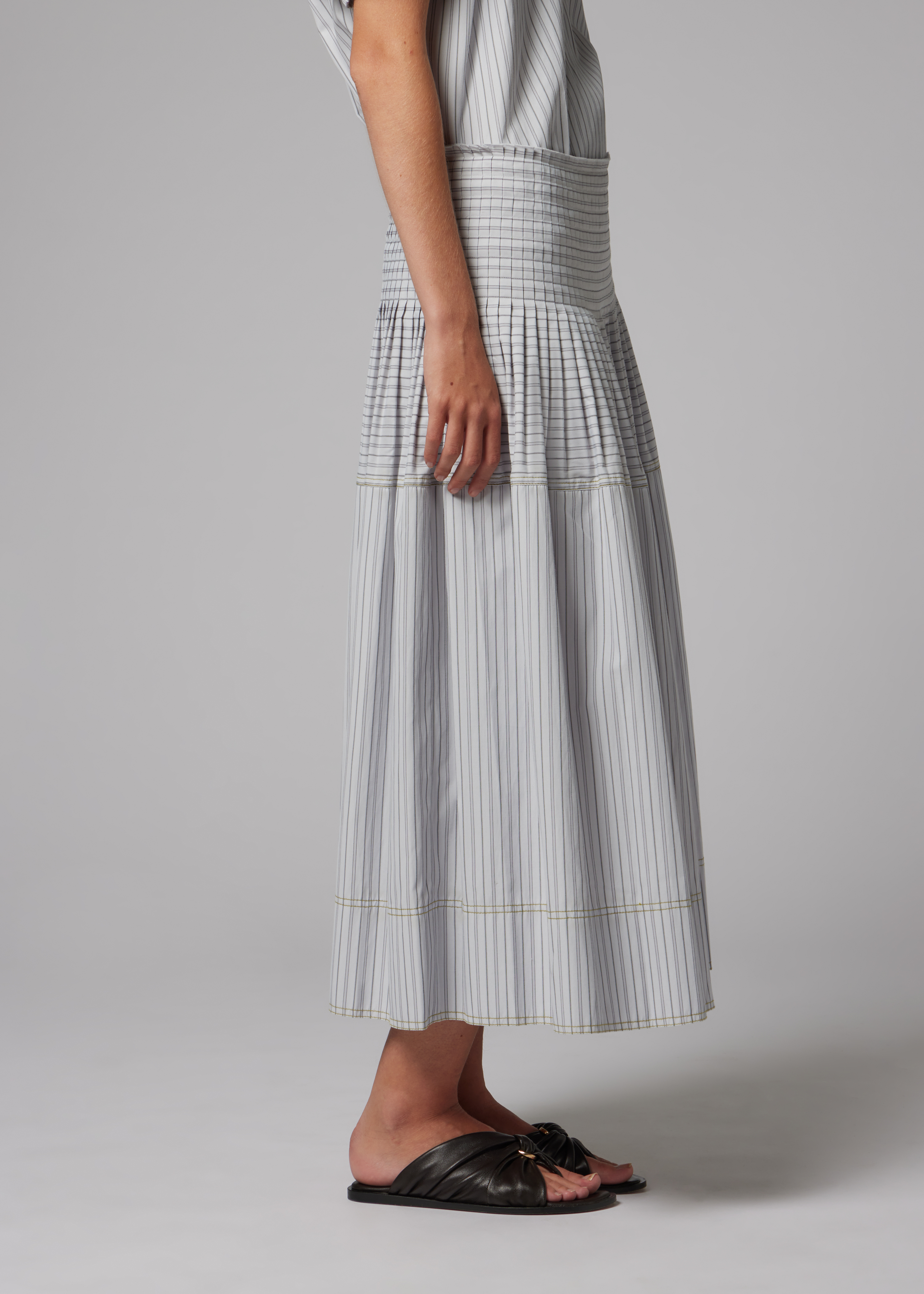 Women's Cotton-Blend Blue Stripe Skirt