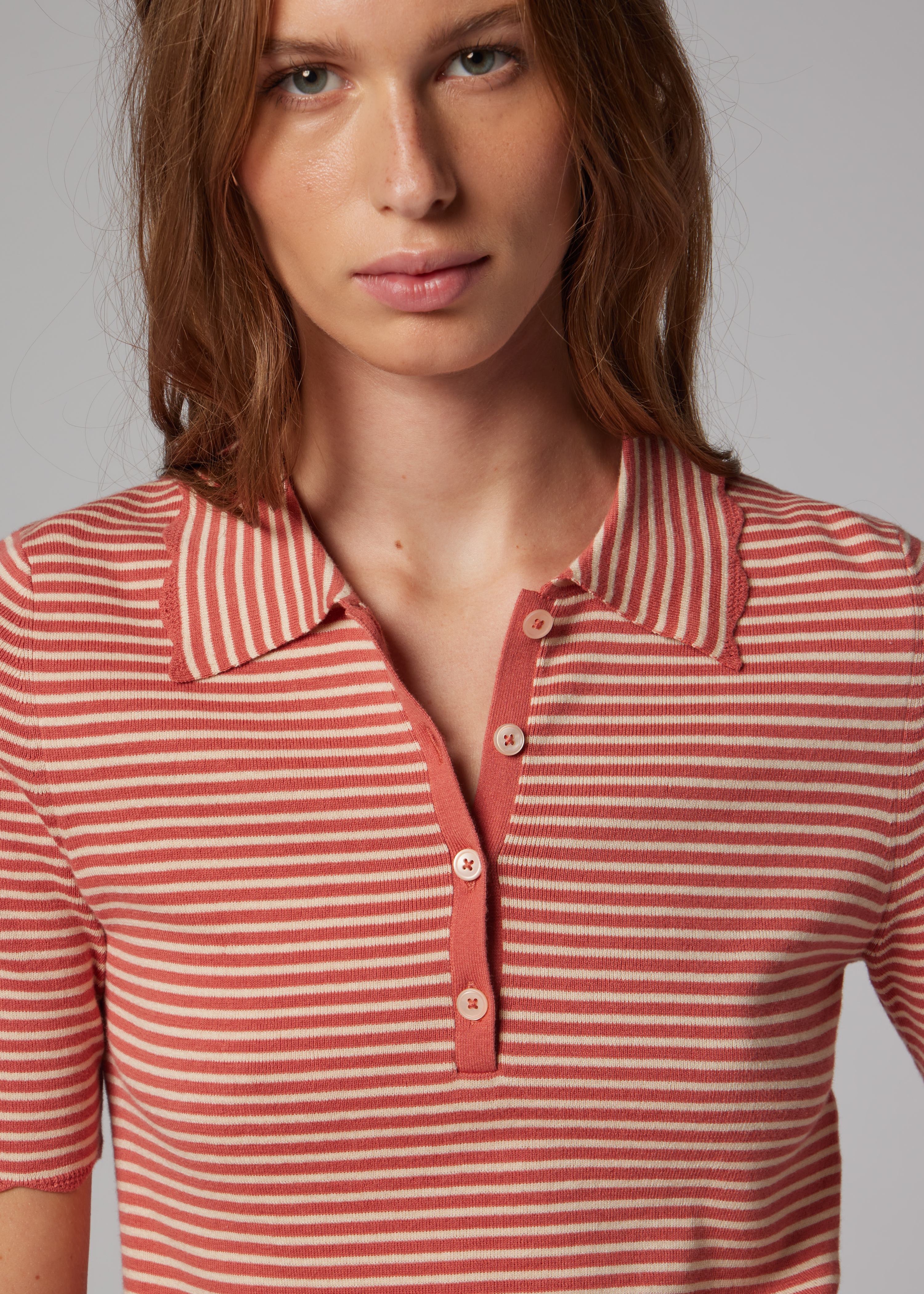 Women's Knitted Stripe Polo