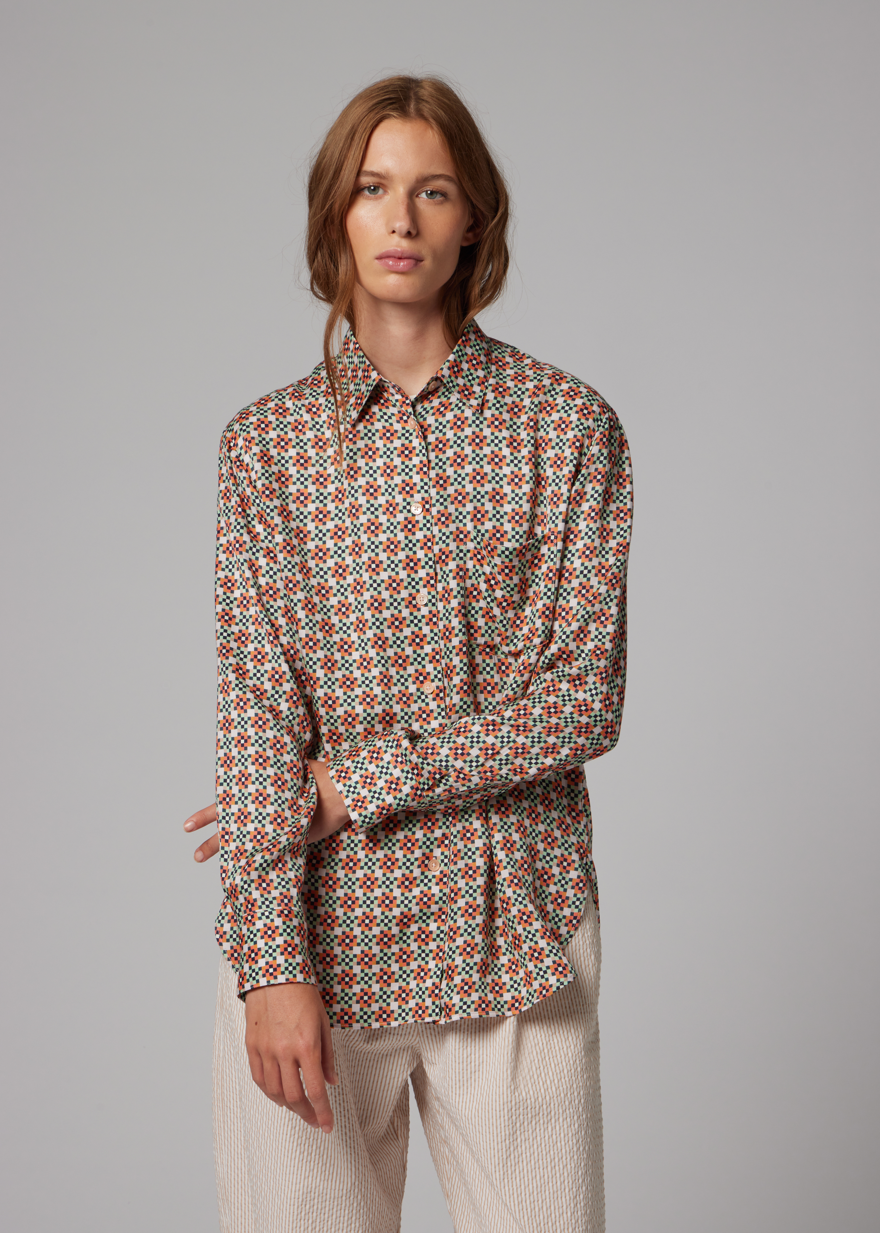 Women's Geometric Square Printed Shirt